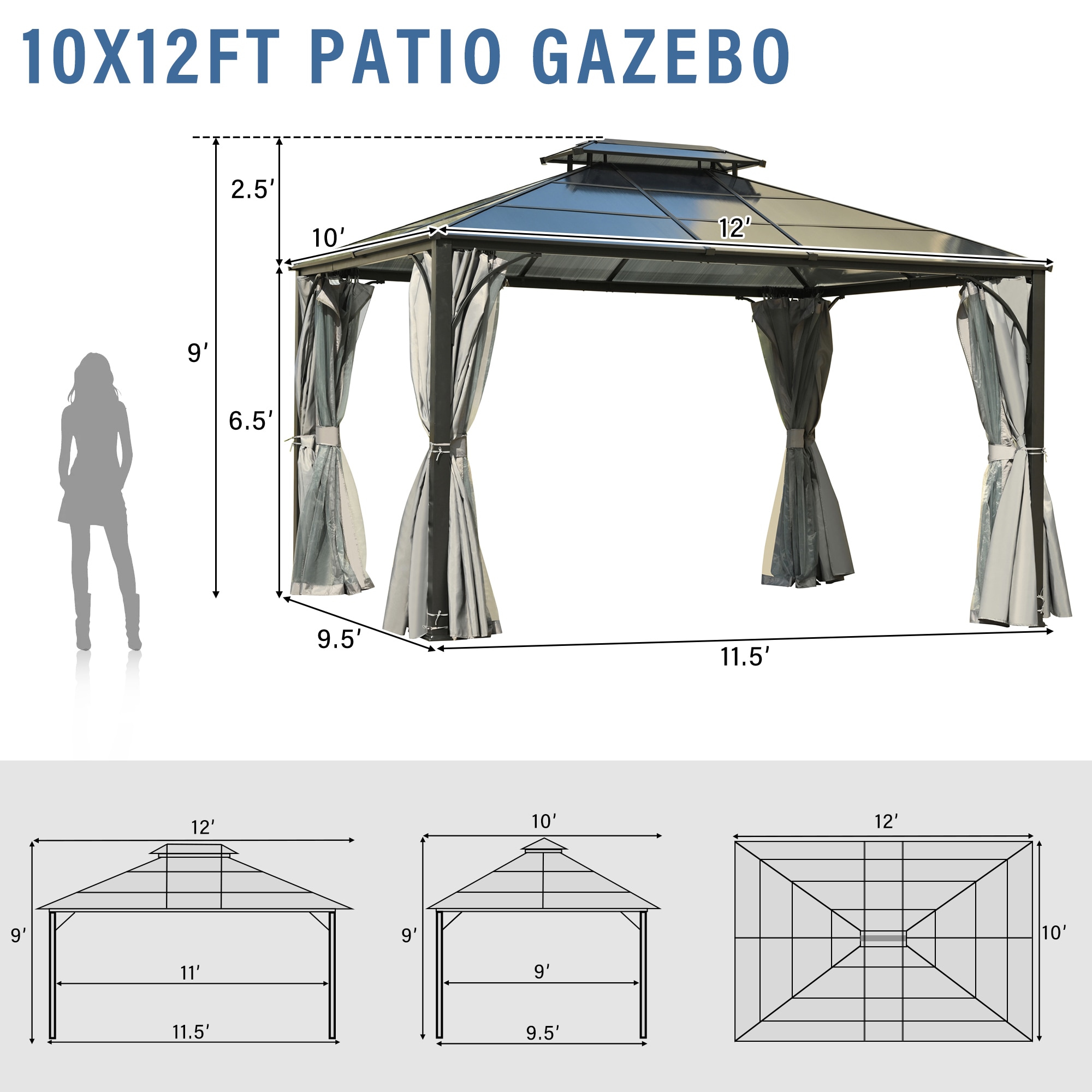 SINOFURN SYA010463GY Wood-Resin-Gazebos - View #18