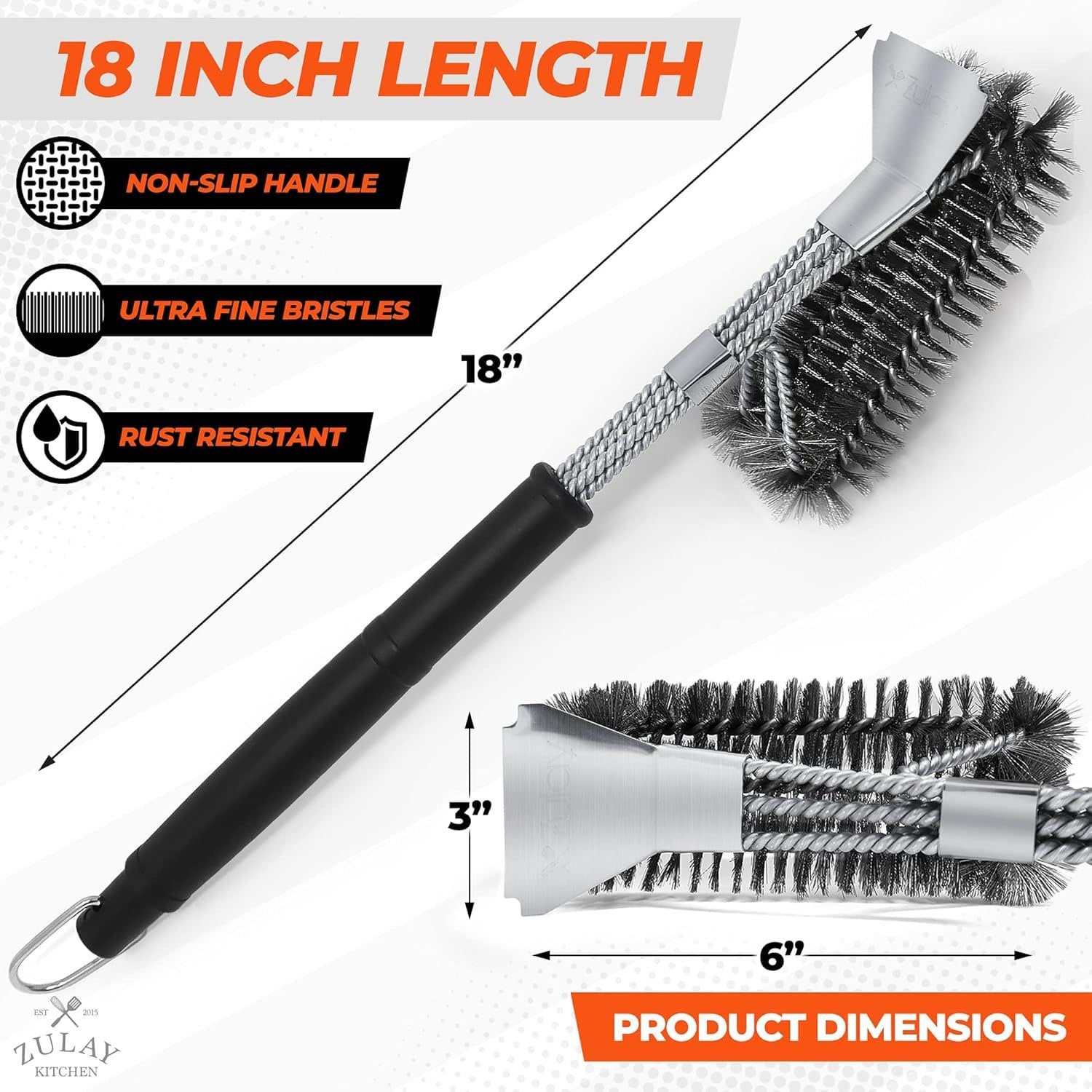 Zulay Kitchen Heat Boss Grill Brush and Scraper - Thumbnail 5