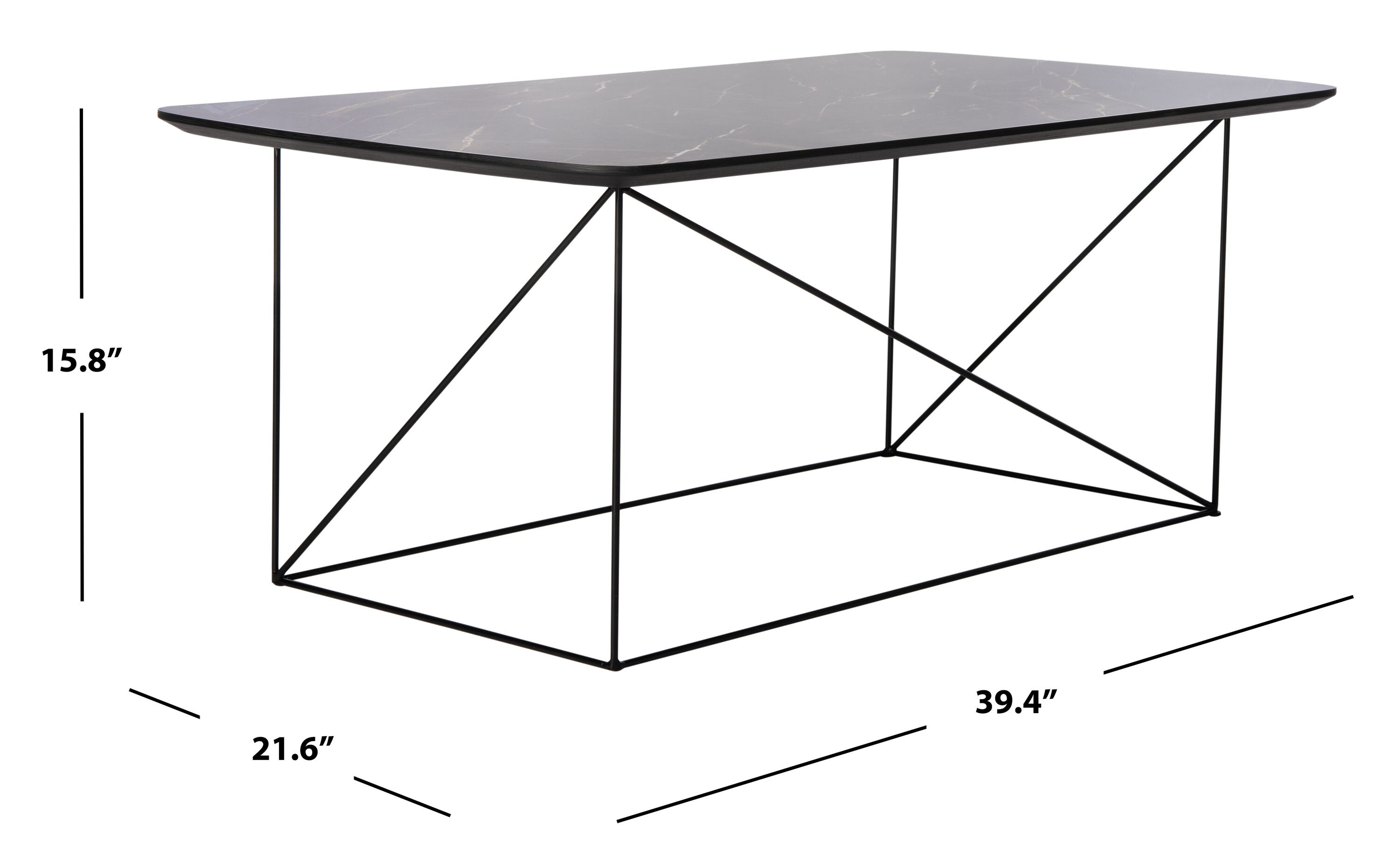 Transitional Black & Gray Rectangular Wood Coffee Table