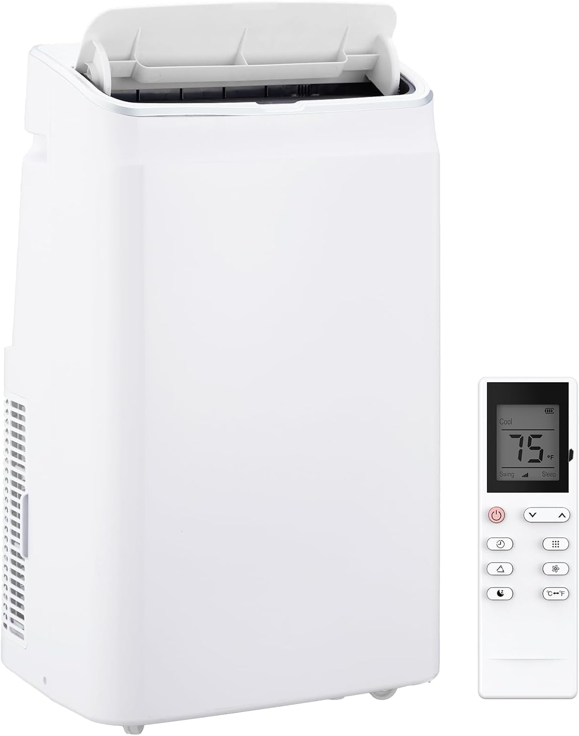 Qeetex LSAPHO109IOPP3 14000 BTU Portable Air Conditioner White with Remote Control Dehumidifier Fan and Sleep Mode for Rooms up to 750 Sq Ft