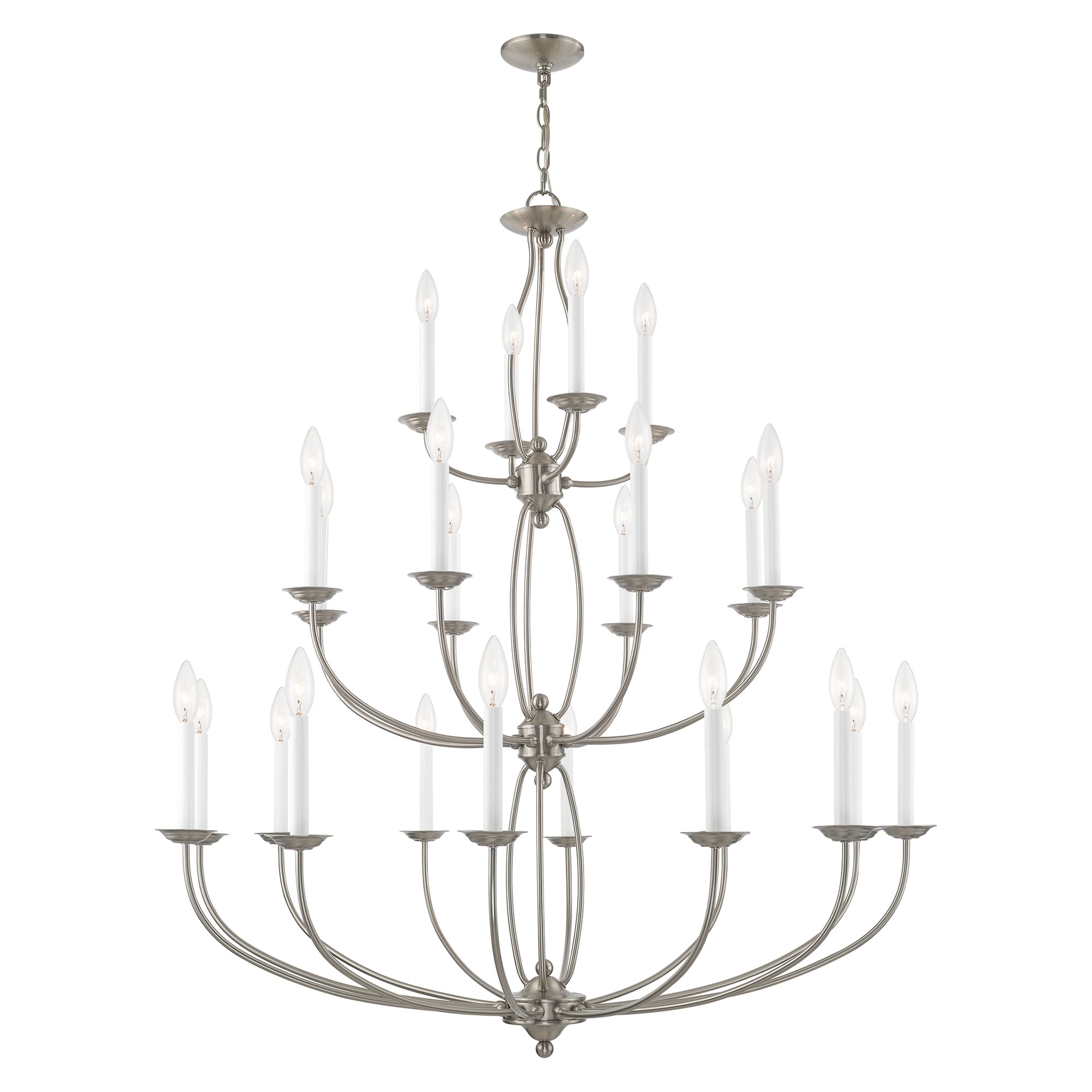 Livex Lighting 4180-91 Home Basics 24 -Light Brushed Nickel Transitional For Use in Bathrooms, Bedrooms, Dining Rooms, Foyers, Kitchens, Living Rooms Chandelier