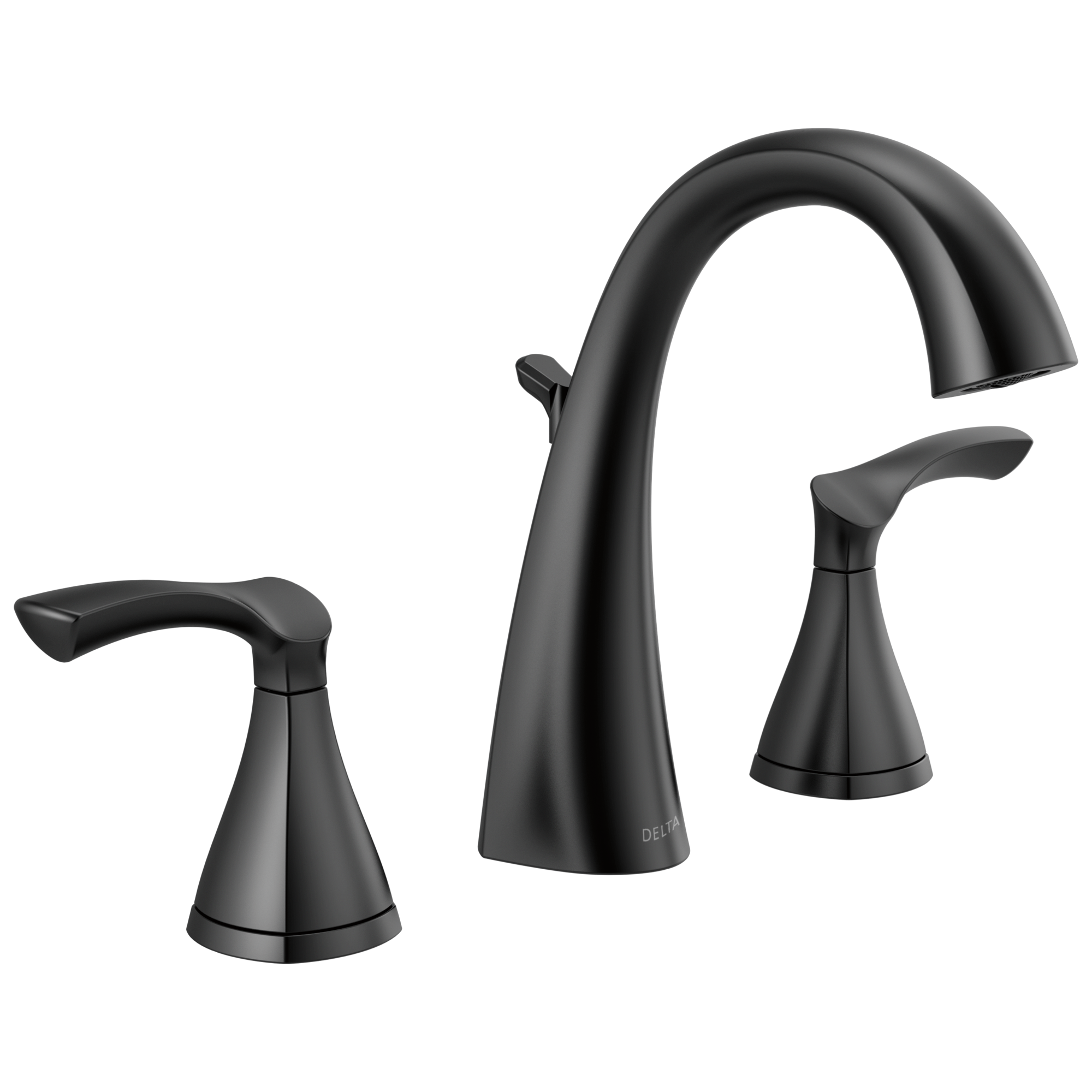 Delta Sandover Matte Black 2-handle Widespread WaterSense High-arc Bathroom Sink Faucet with Drain