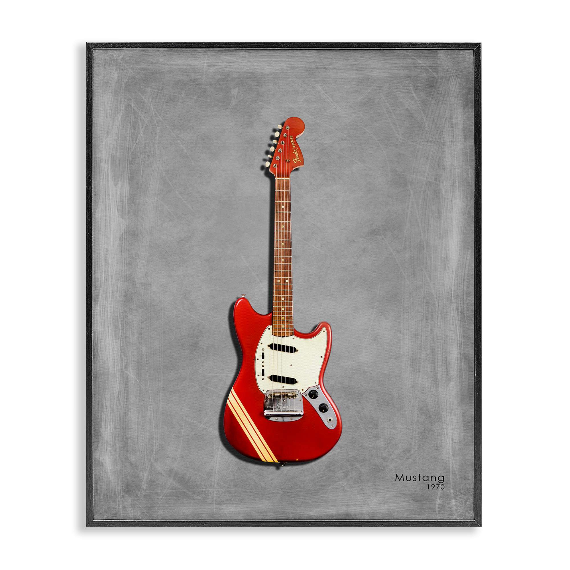 Stupell Industries BS-532-FR-24X30 Red Guitar on Grey Black Framed Giclee Art By Mark Rogan 24 x 30