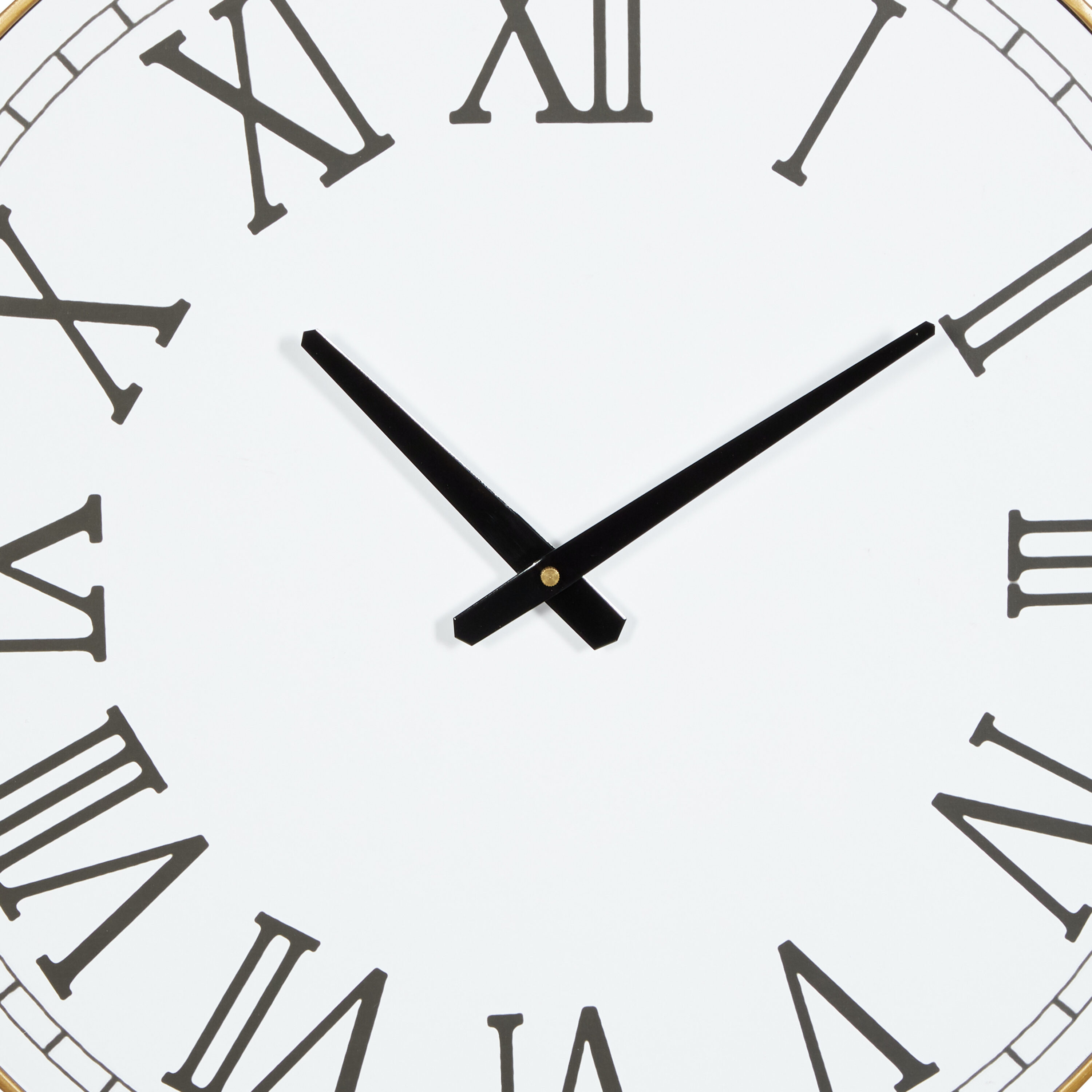 Oversized White Beaded Wall Clock with Gold Frame