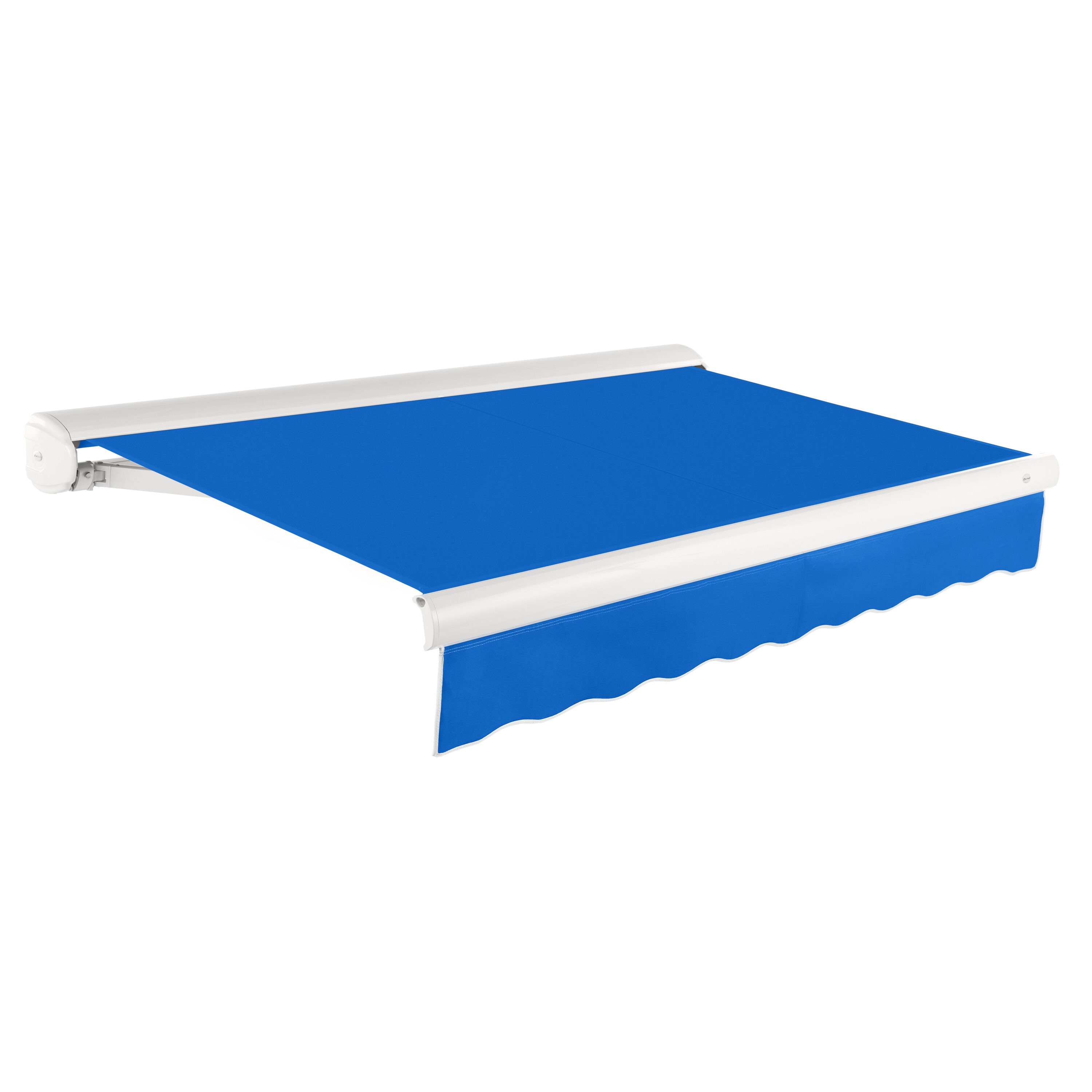 Awntech KWM8-L-BB Full Cassette Manual 96-in Wide x 78-in Projection x 10-in Height Fabric Bright Blue Solid Manual Retractable Patio Awning