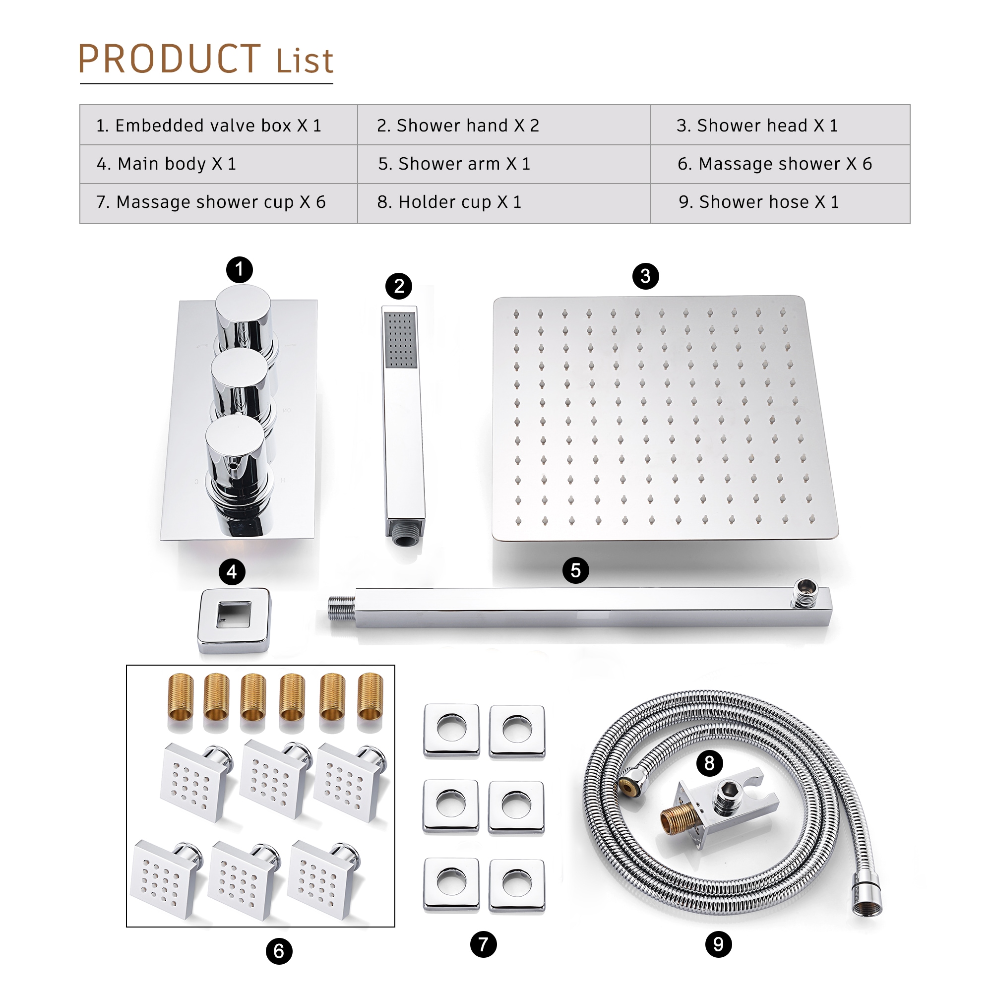 CASAINC M6001-A-12-CP Showerhead-Bar-Panels - View #10