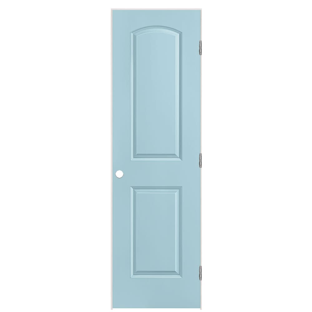 Masonite 1317806 24-in x 80-in Sea Mist Solid core 2-panel round top Left hand Smooth Prefinished Molded composite Flat Jamb Single Prehung Interior Door