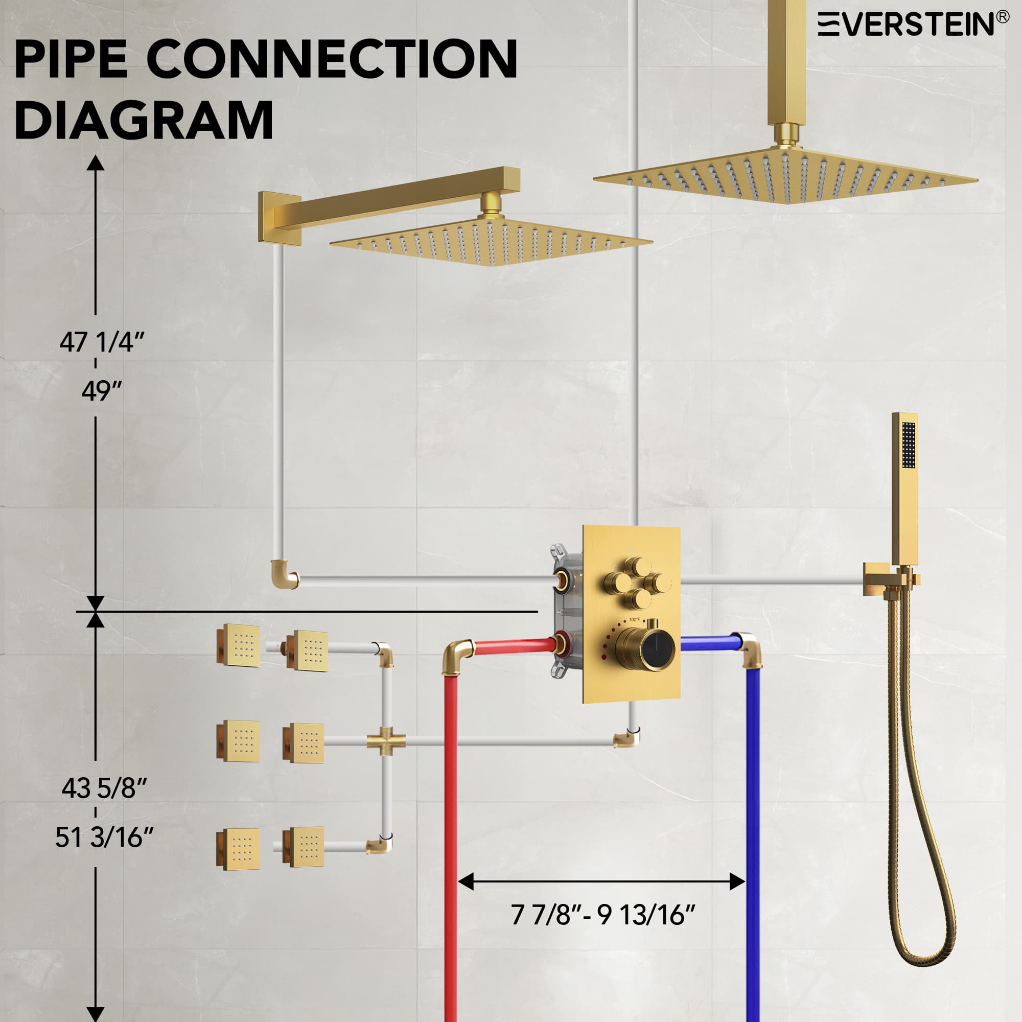EVERSTEIN SFS-1032-GD12 Tub-Shower-Faucets - View #12