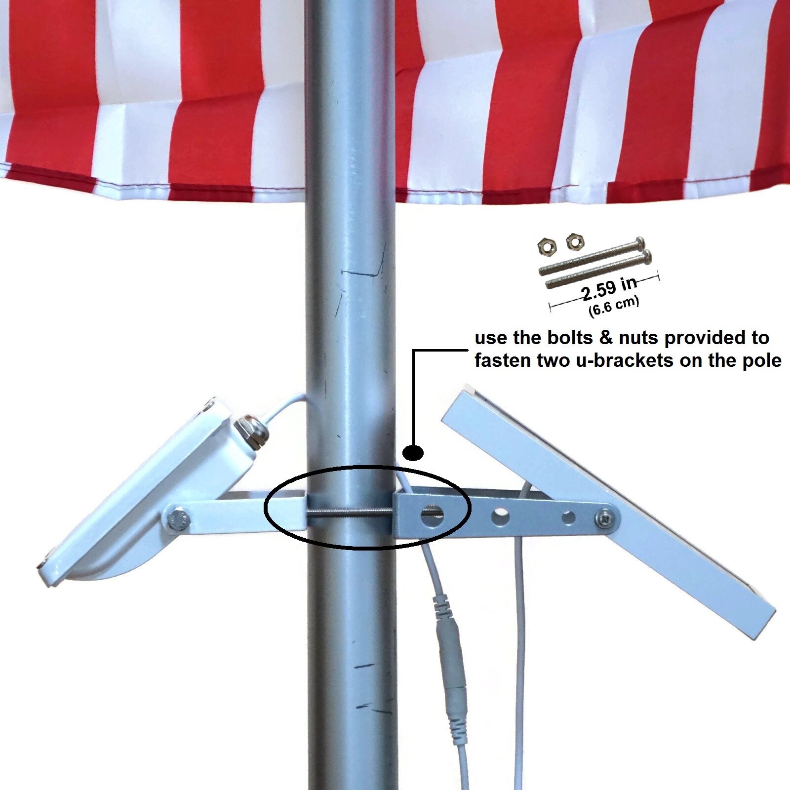 Etokfoks 2 5 in Adjustable Iron LED Flagpole Flood Light Warm White ...