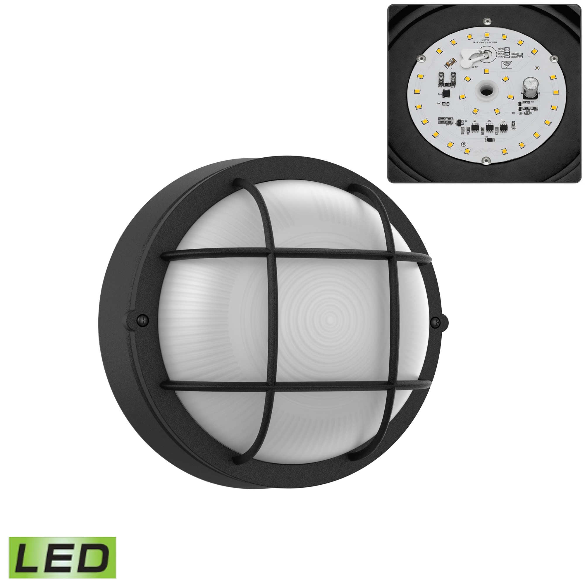 Hukoro LEDFL85451-BK-OD 7.88-in H Matte Black Hardwired Integrated LED Outdoor Wall Light