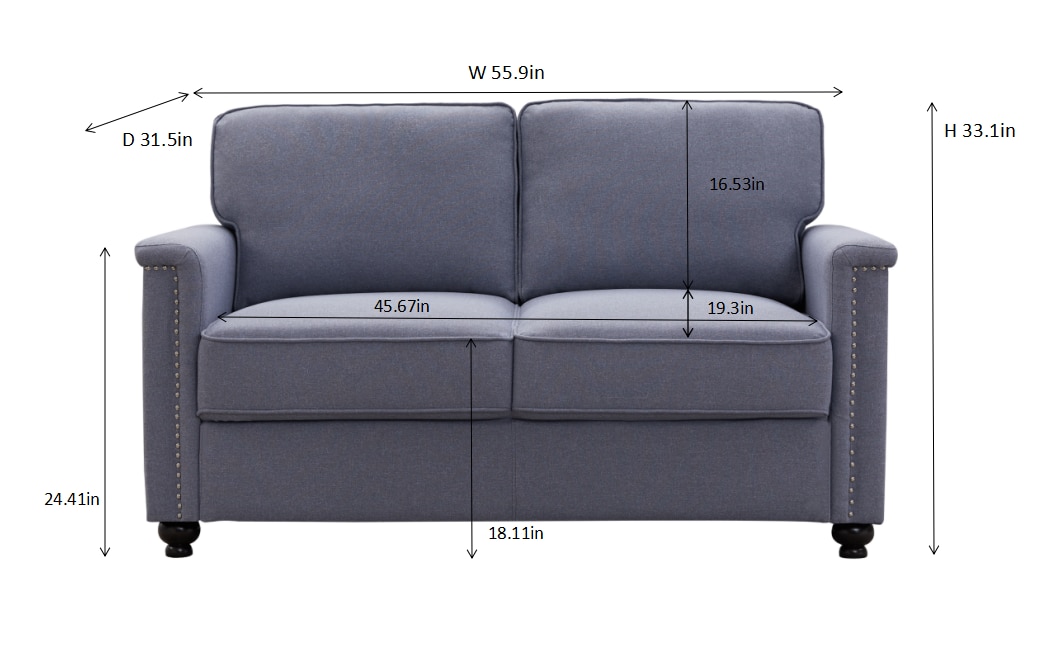 CASAINC Modern 2-Piece Polyester/Polyester Blend Gray Living Room Set ...