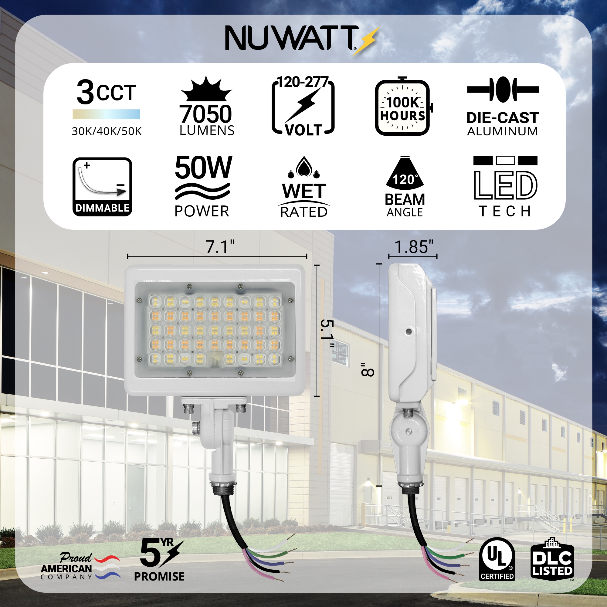 NUWATT NW-SFL-50W-3CT-KN-WH Spot-Lights - View #2