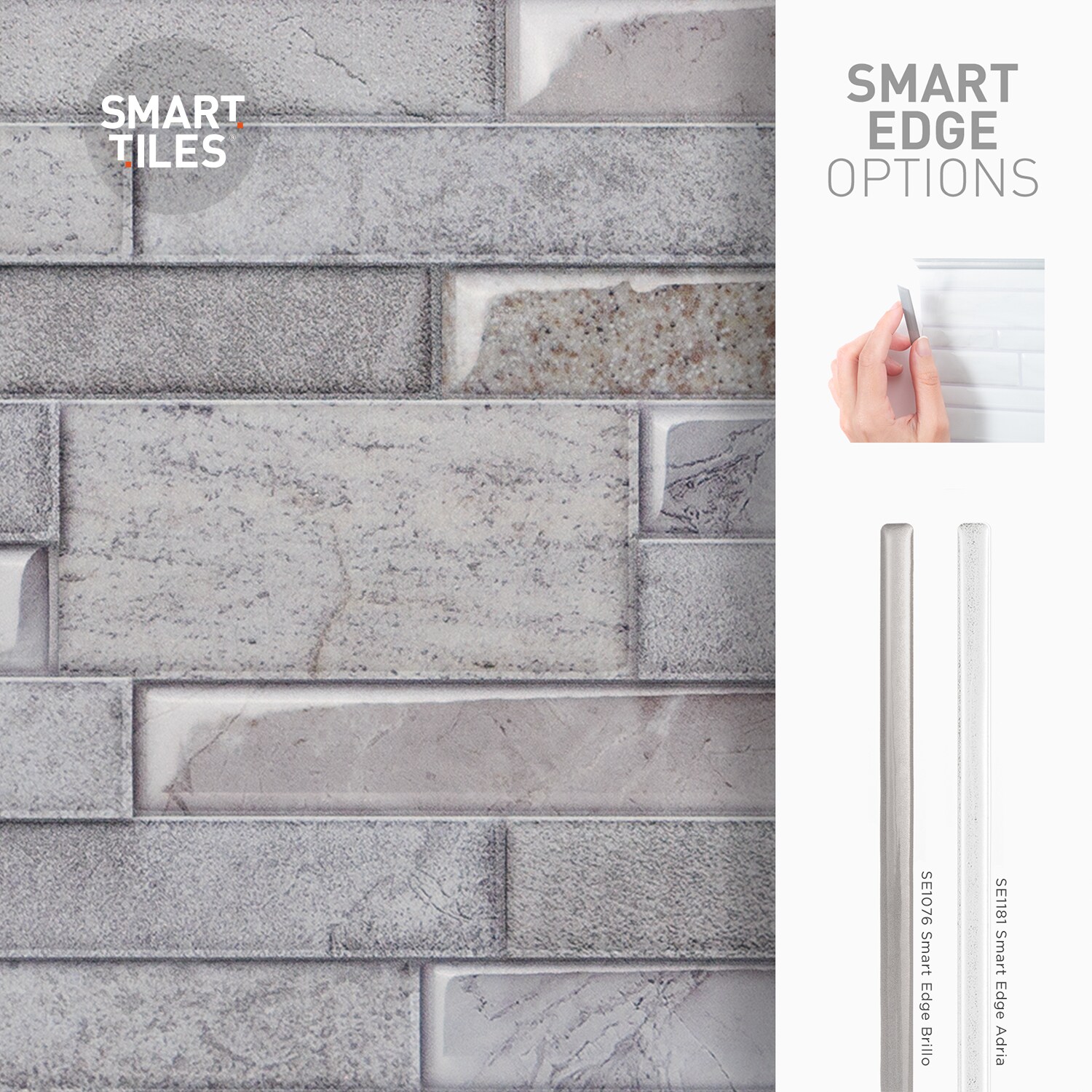 Smart Tiles Norway Alta Gray 23-in x 11-in Matte Resin Brick Wood Look Peel  and Stick Wall Tile (2.68-sq. ft/ Carton) in the Tile department at