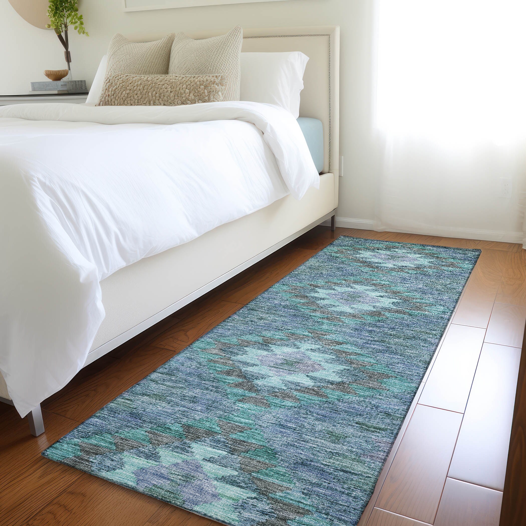 Addison Rugs ACN1226BU2X8 Chantille ACN1226BU 2 x 7 (ft) Polyester Blue Rectangular Indoor/Outdoor Geometric Machine washable Runner rug