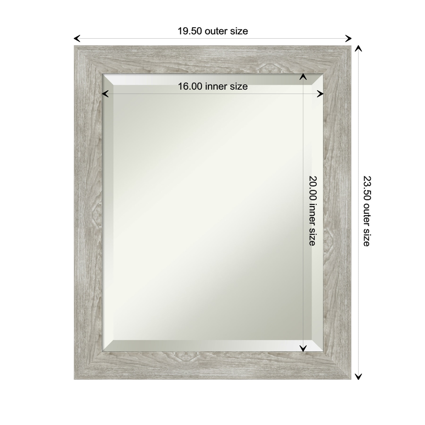 24" x 20" Graywash Beveled Wall Mirror with Polystyrene Frame