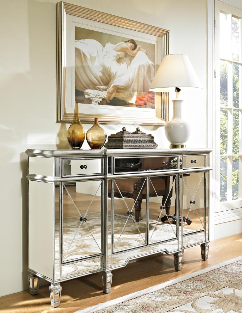 Powell Glam Silver Mirrored Console Table at