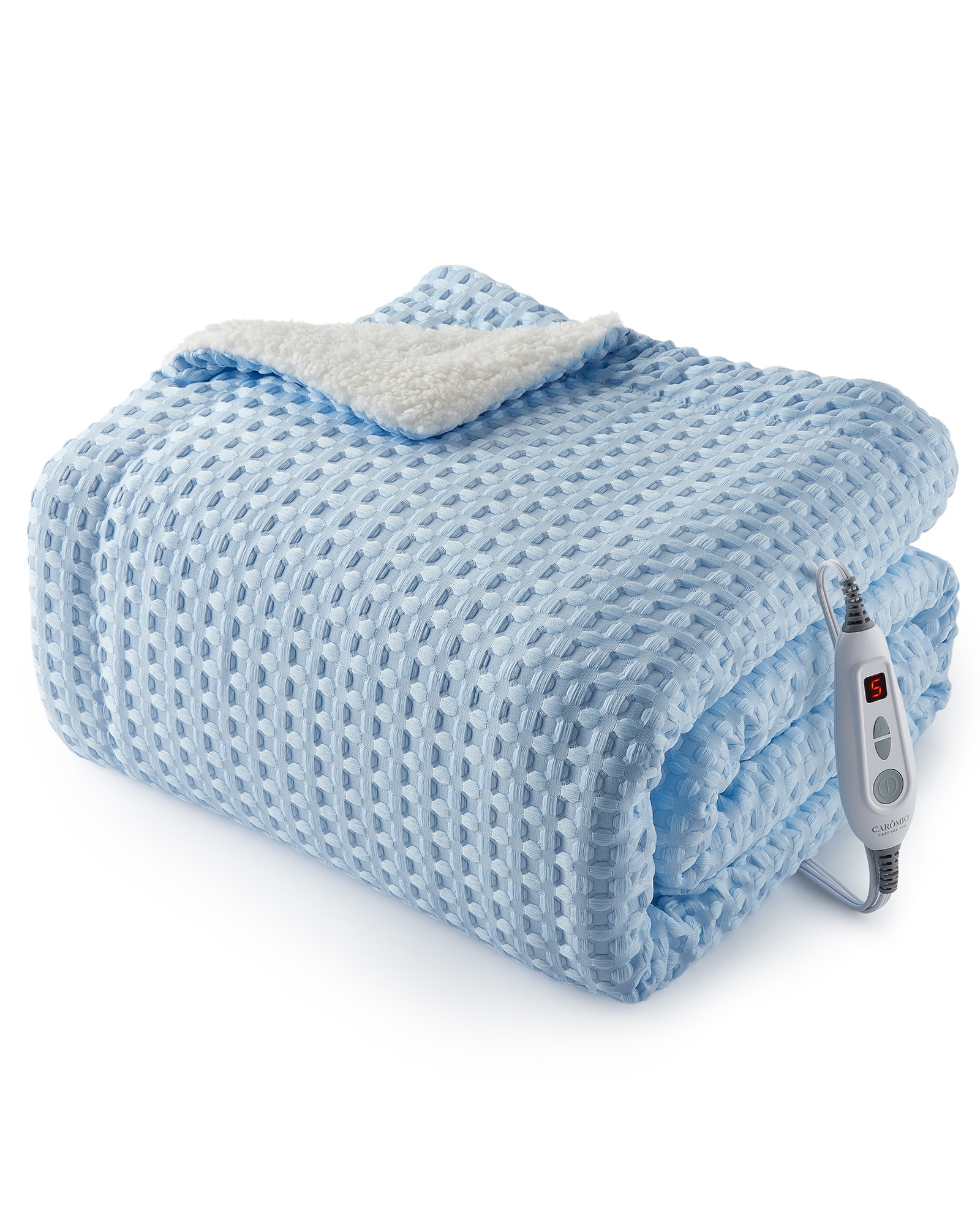IdealHouse Light Blue Electric Heated Throw Blanket With 6 Heat Levels 4 Hour Auto Shut Off Machine Washable ETL Certified Fast Warming For Couch Dorm Office 50x60 Inches