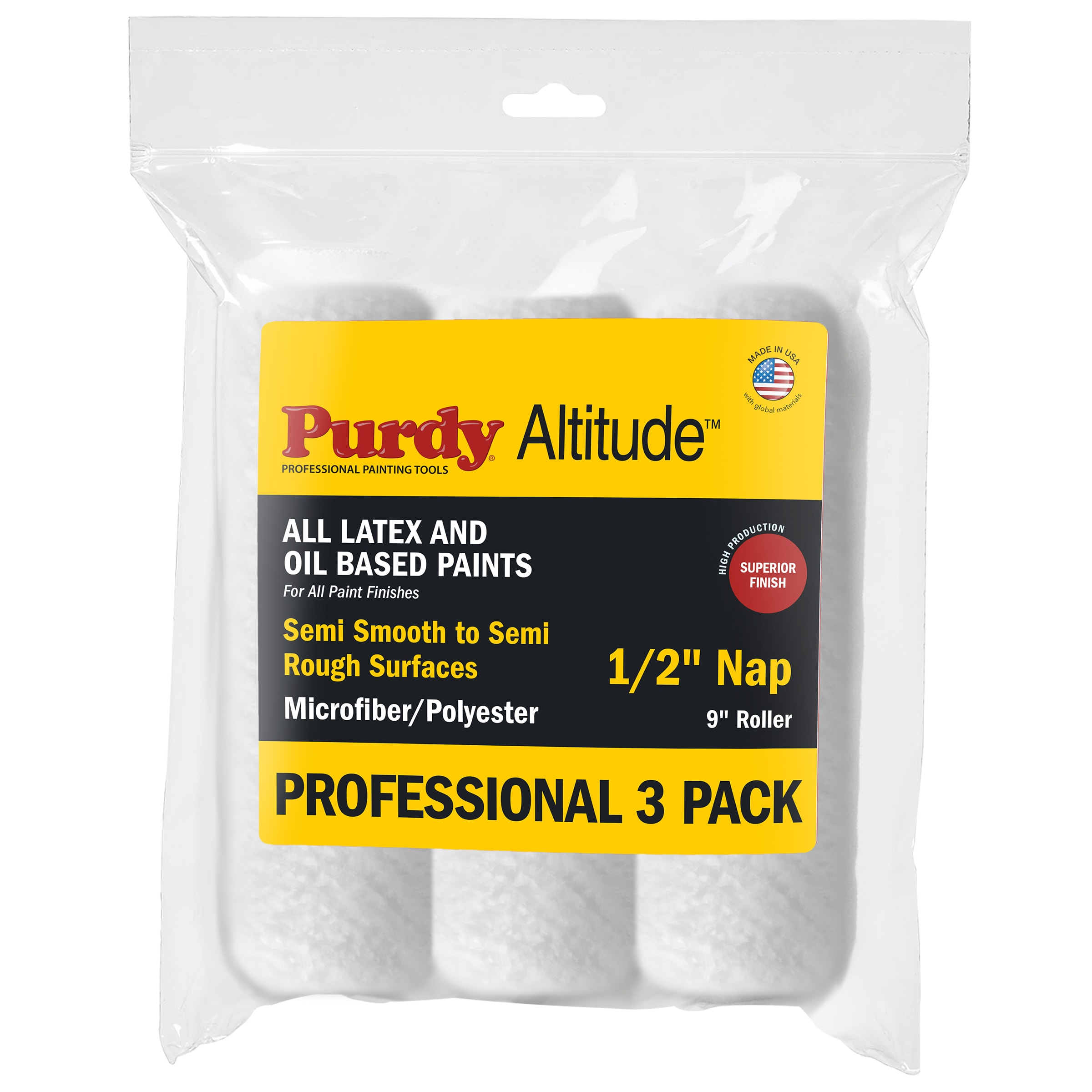 Purdy 3 -Pack 9-in x 1/2-in Nap Altitude Standard Woven Paint Roller Cover