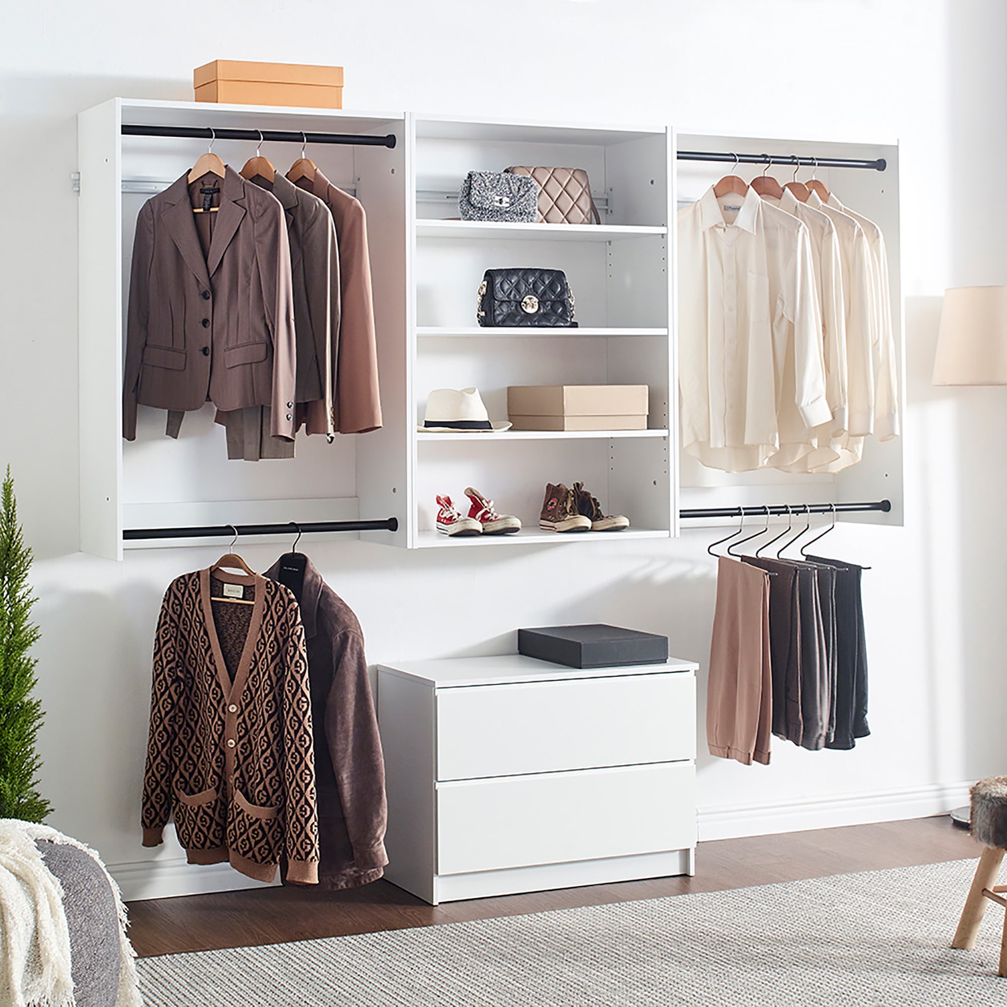 LOVMOR SF-R-B040S00112 Devi White Wall Mounted Wood Closet System