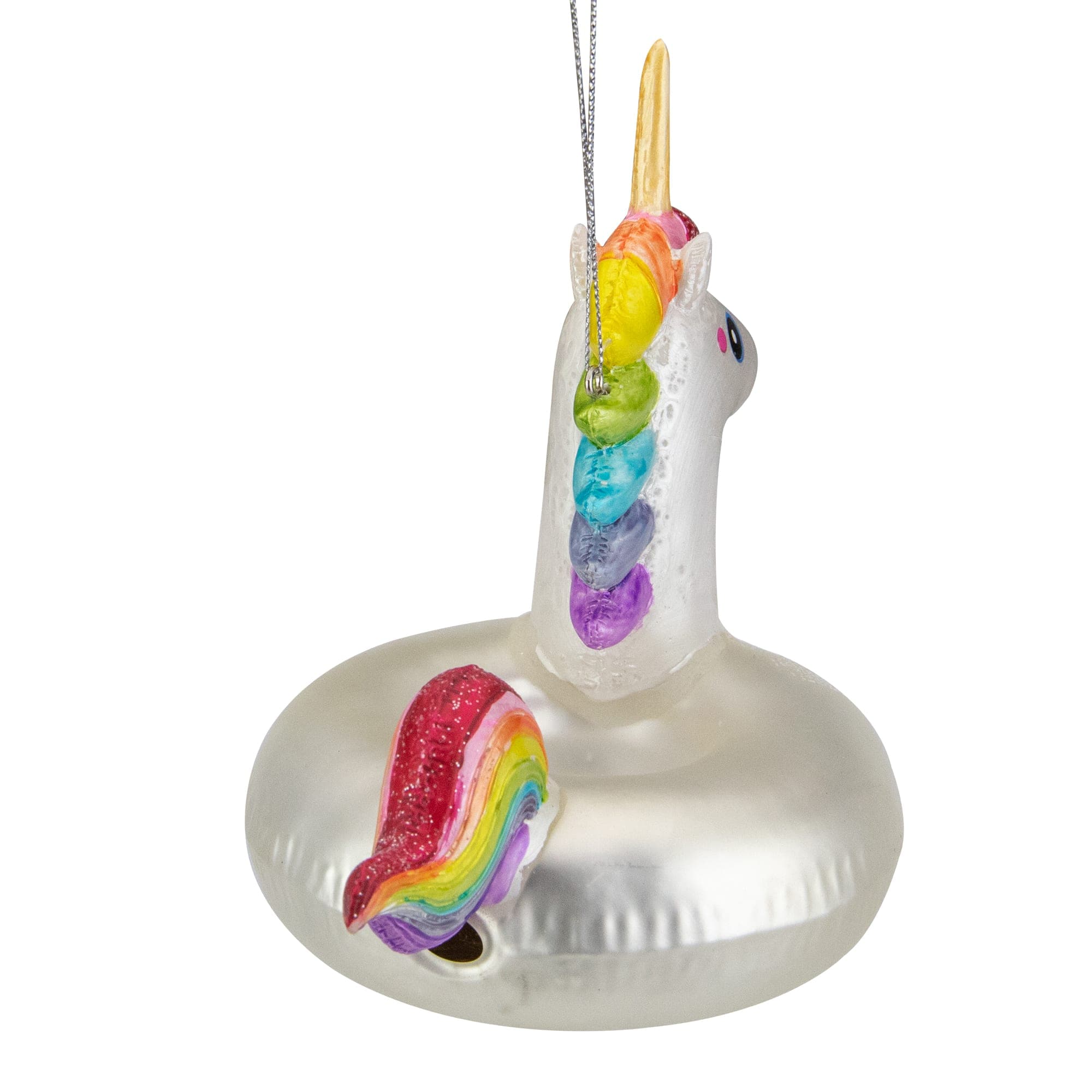 Northlight 6.5 inch Rainbow Unicorn Pool Float Glass Christmas Ornament ...