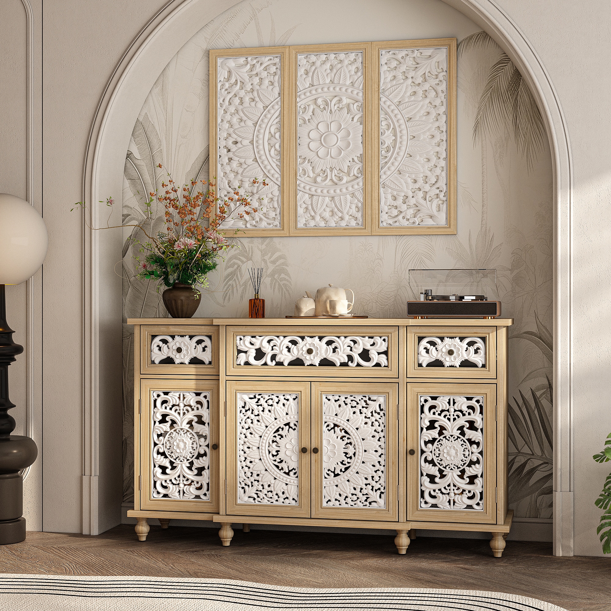 FUFU&GAGA KF390120-01 Contemporary/Modern Yellow Sideboard with Wine Storage