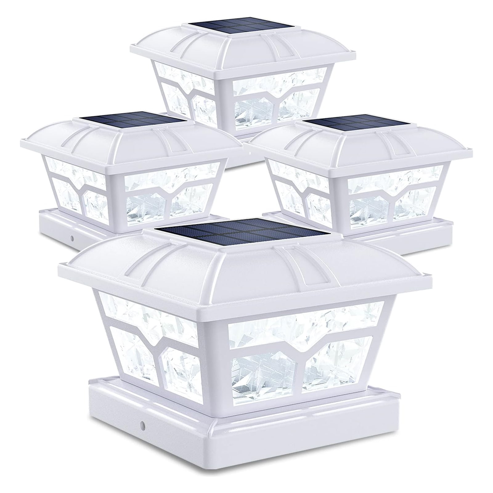 Misopily Solar Post Cap Lights 4 Pack Two Color Modes 8 LED for 4x4 5x5 6x6 Fence Deck Patio Mailbox Dock Outdoor Waterproof ABS