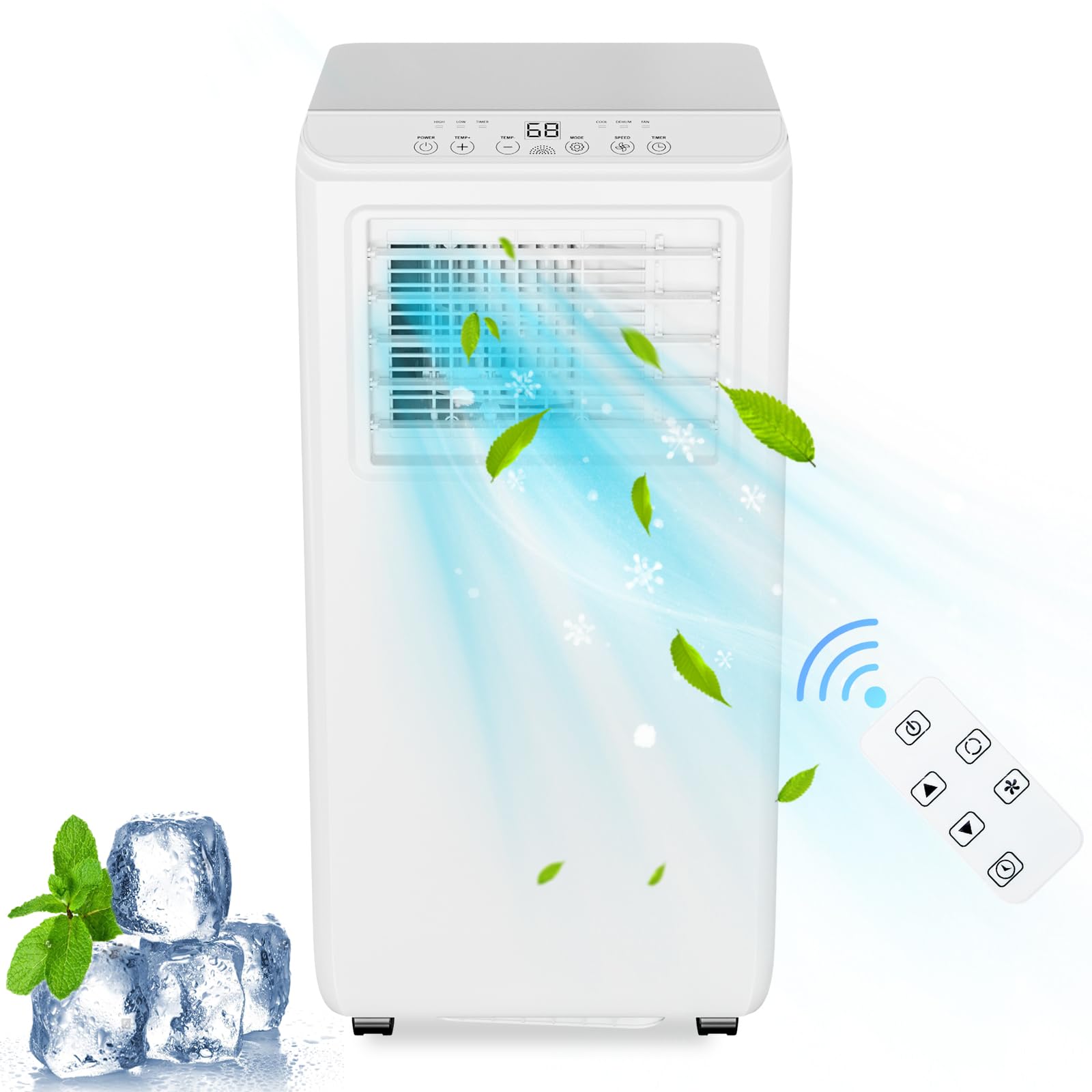 Qeetex FFF027 8000 BTU Portable Air Conditioner - 3-In-1 for 350 Sq.Ft Spaces Dehumidifier Ultra Quiet Remote/Timer/Auto Swing