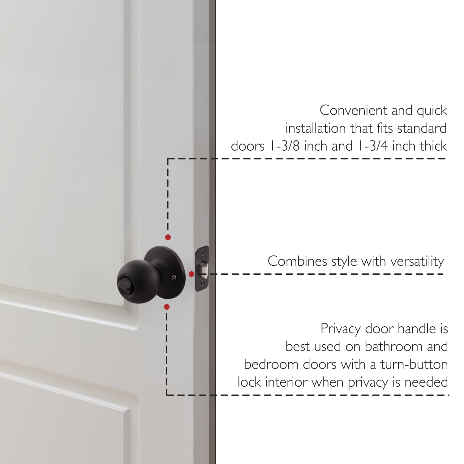 Design House Matte Black Interior Bed/Bath Privacy Door Knob at Lowes.com