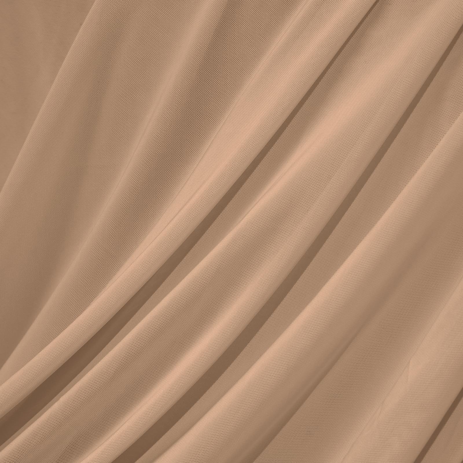 Phewnyzo  4-Way Stretch Mesh Fabric Dark Nude One Yard Nylon Power Mesh Sheer Fabric for Dancewear Activewear Sportwear Sewing Sixty Inches Wide