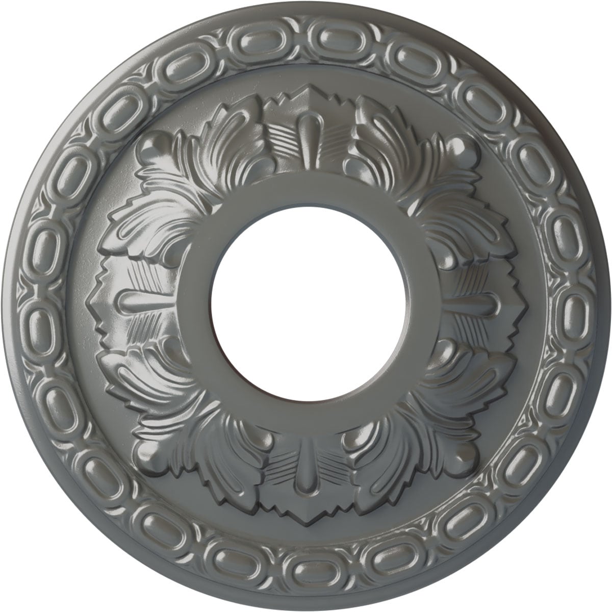 Ekena Millwork CM11LFSLS Leaf 11.375-in W x 11.375-in L Painted Silver Polyurethane Whole Ceiling Medallion