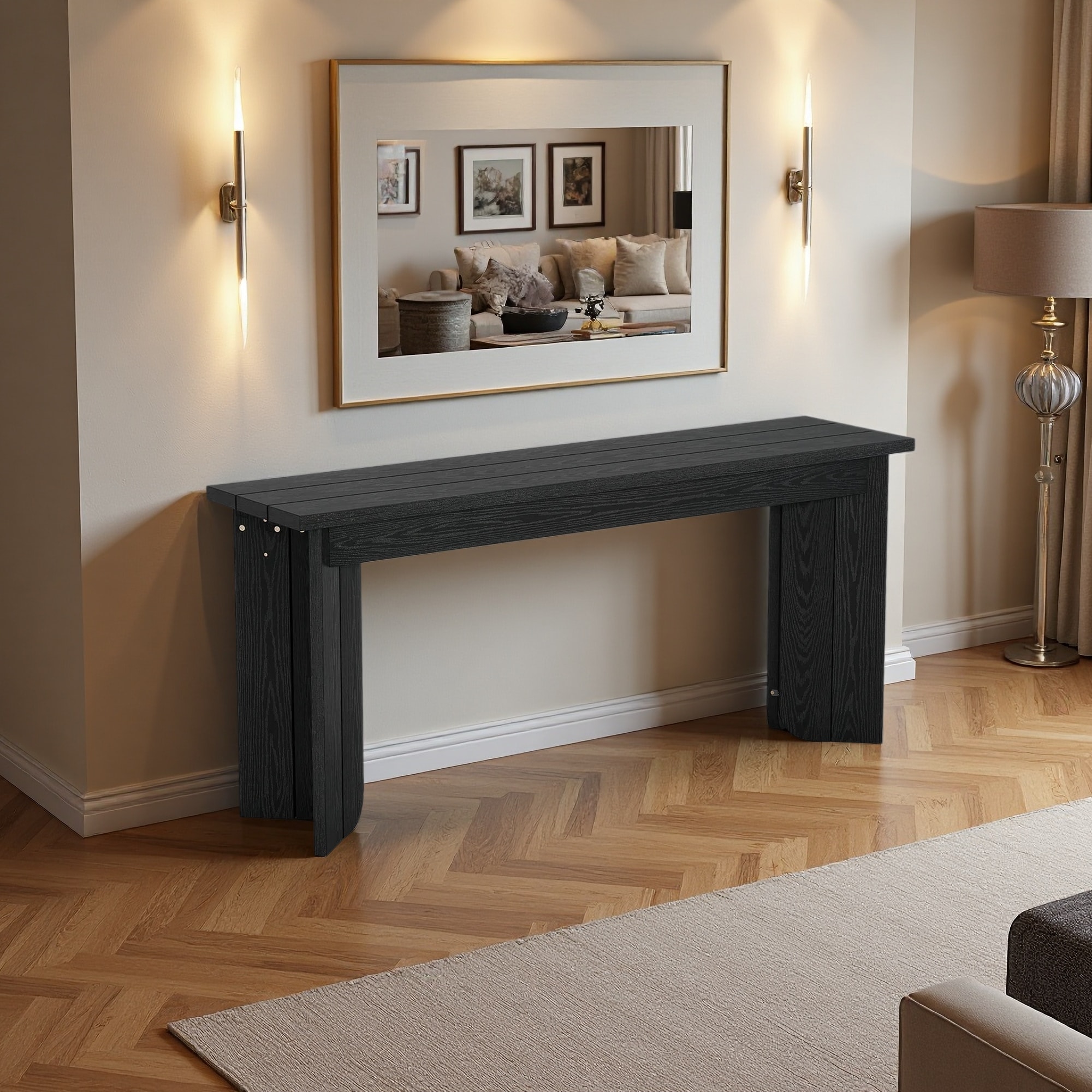 zwyo hosimu 70.9-in W Rectangular Console Table with Double V-Shaped ...