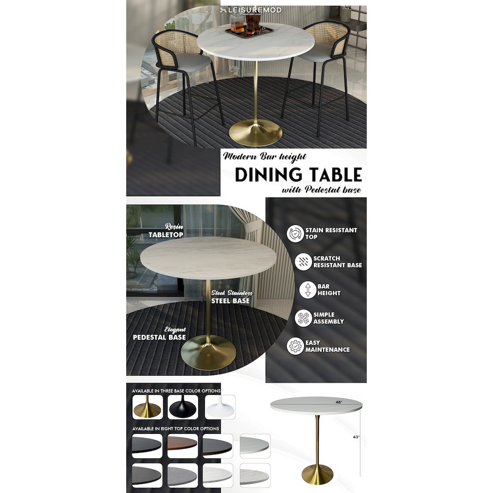 Leisuremod VT43BG-48WMR Patio-Tables - View #12