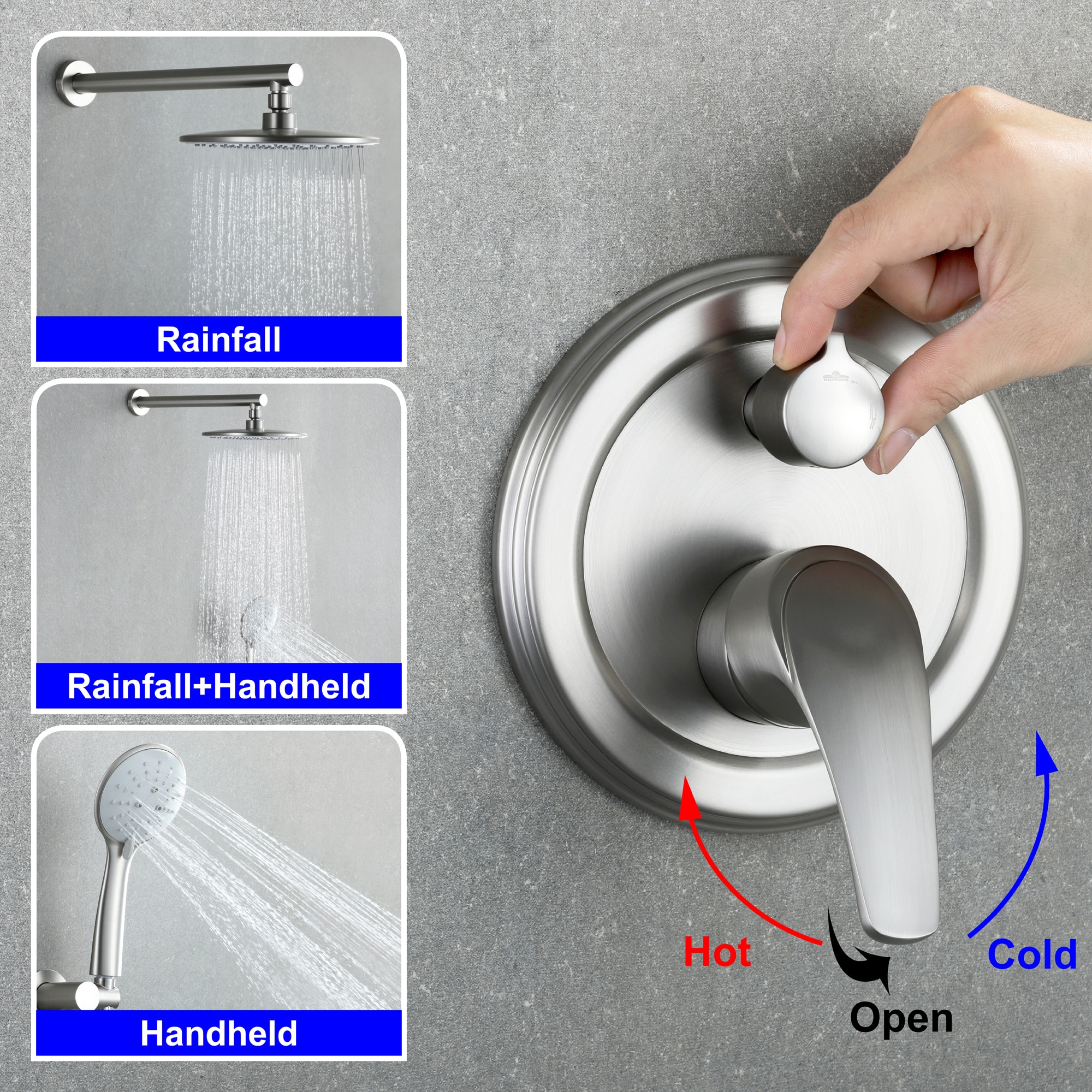 WELLFOR SPA-88040BN-9 Showerhead-Bar-Panels - View #4