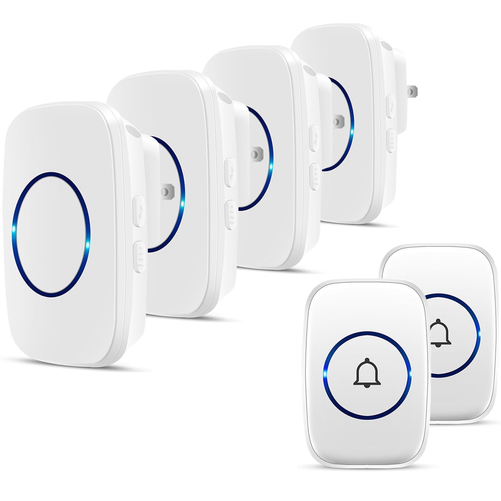 KIWDZFU  Wireless Doorbell Kit Waterproof Door Bell for Home Office Classroom 1000ft Range 60 Chimes 5 Volume Levels LED Flash Distinguishes