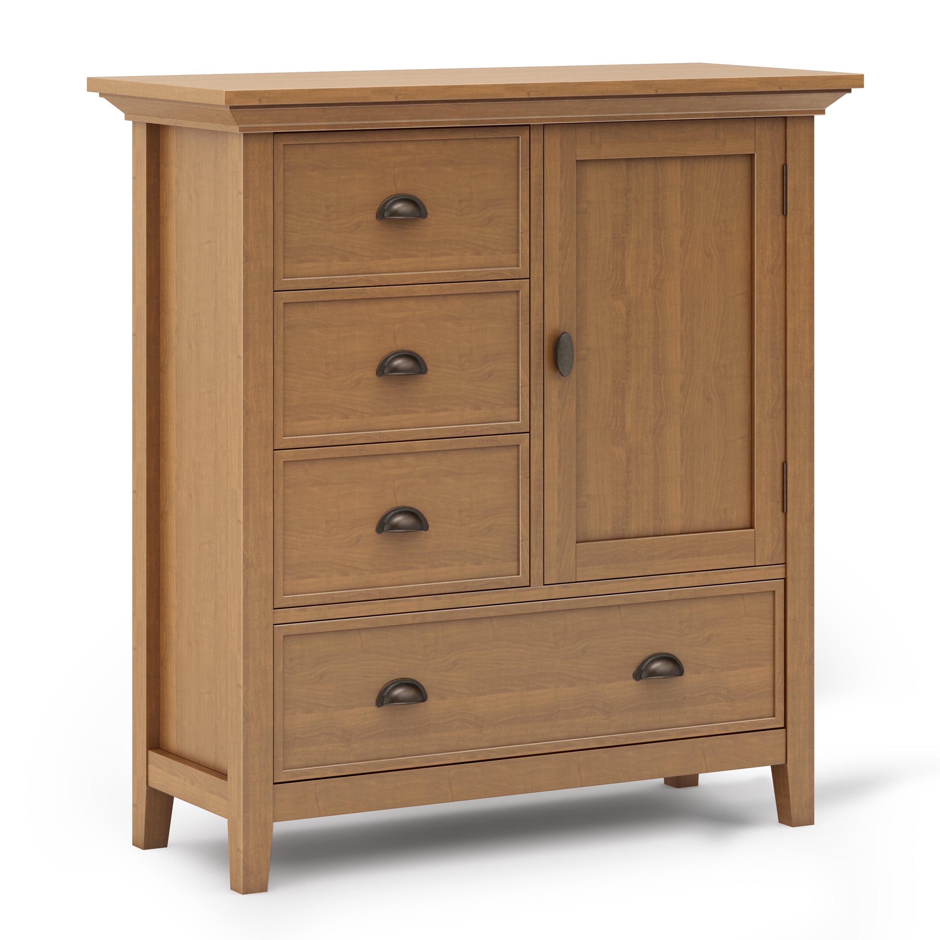 Simpli Home AXCRED15-LGB Redmond Light Golden Brown Transitional Wood Media Cabinet