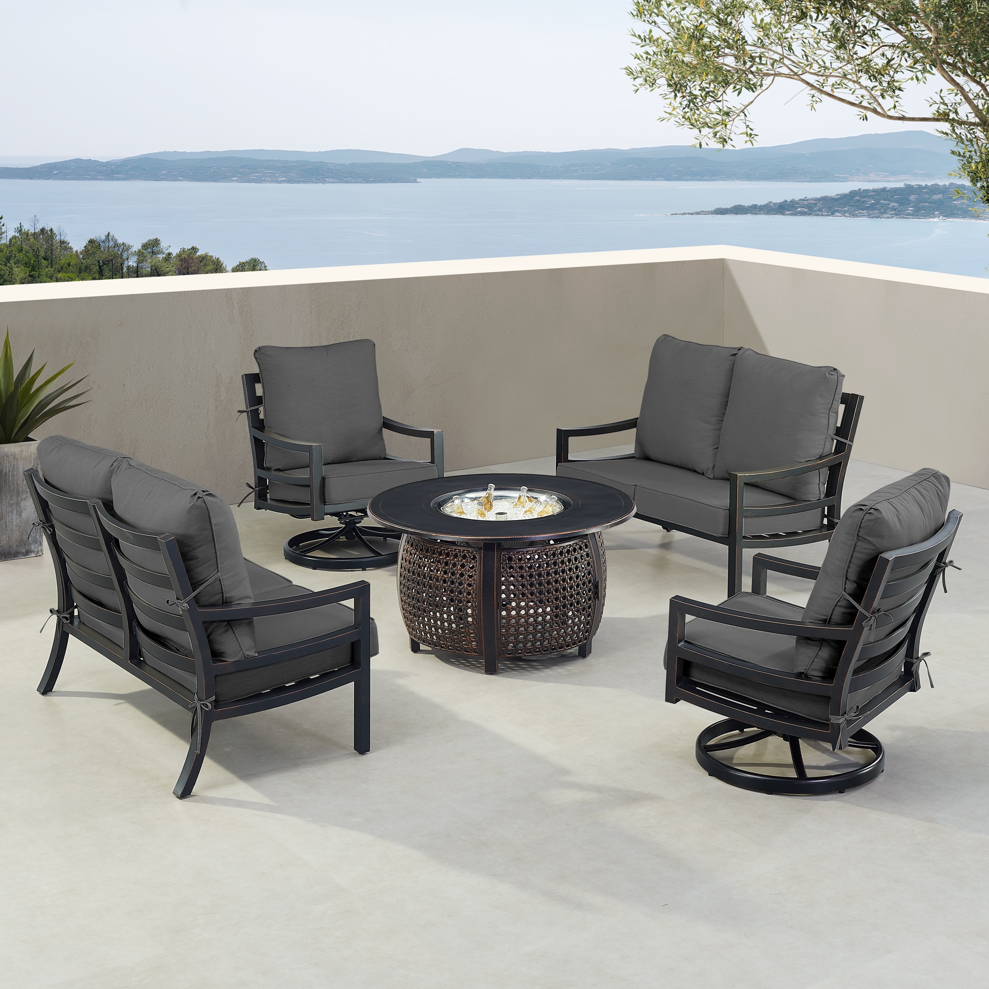Oakland Living HUDSON2LS2CHCLIFFBKC Patio-Conversation-Sets - View #3
