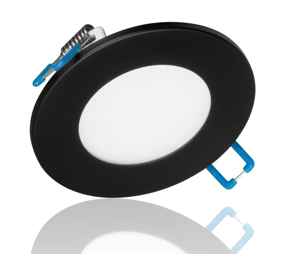 Nicor Lighting DLE321204KRDBK DLE3 Black 359 -Lumens Bright White Round Dimmable LED Canless Damp rated Recessed Downlight