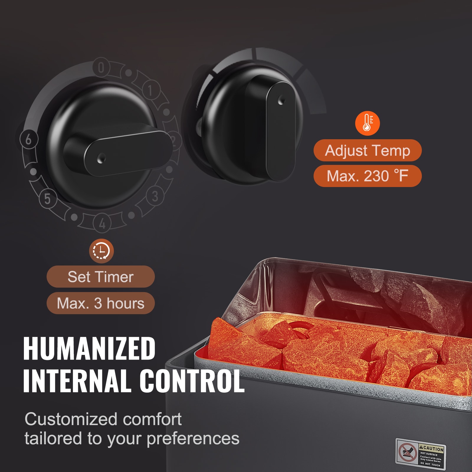 VEVOR 6KW Black Stainless Steel Electric Sauna Heater
