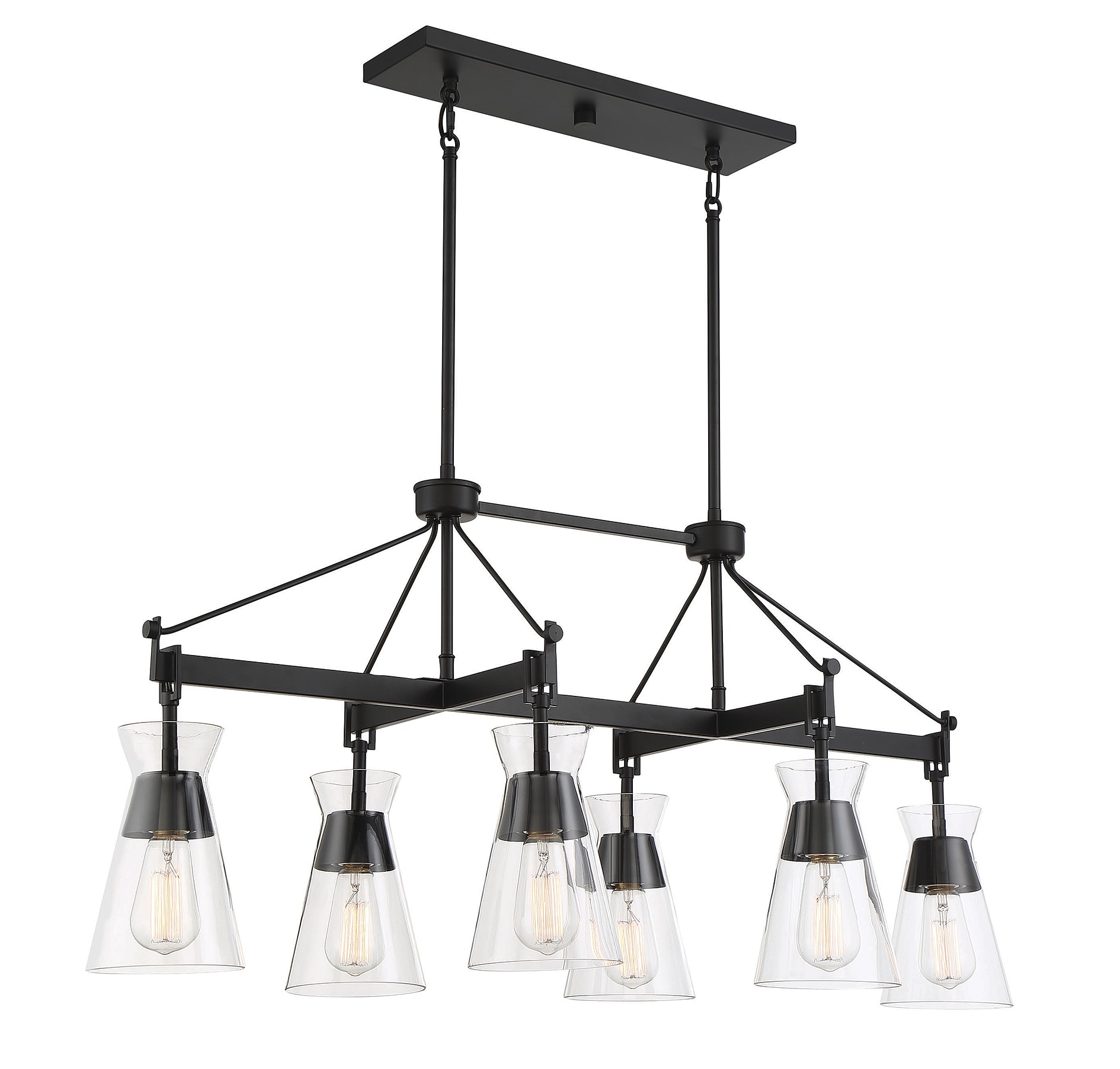 Lakewood Mid-Century Modern Matte Black 6-Light Chandelier