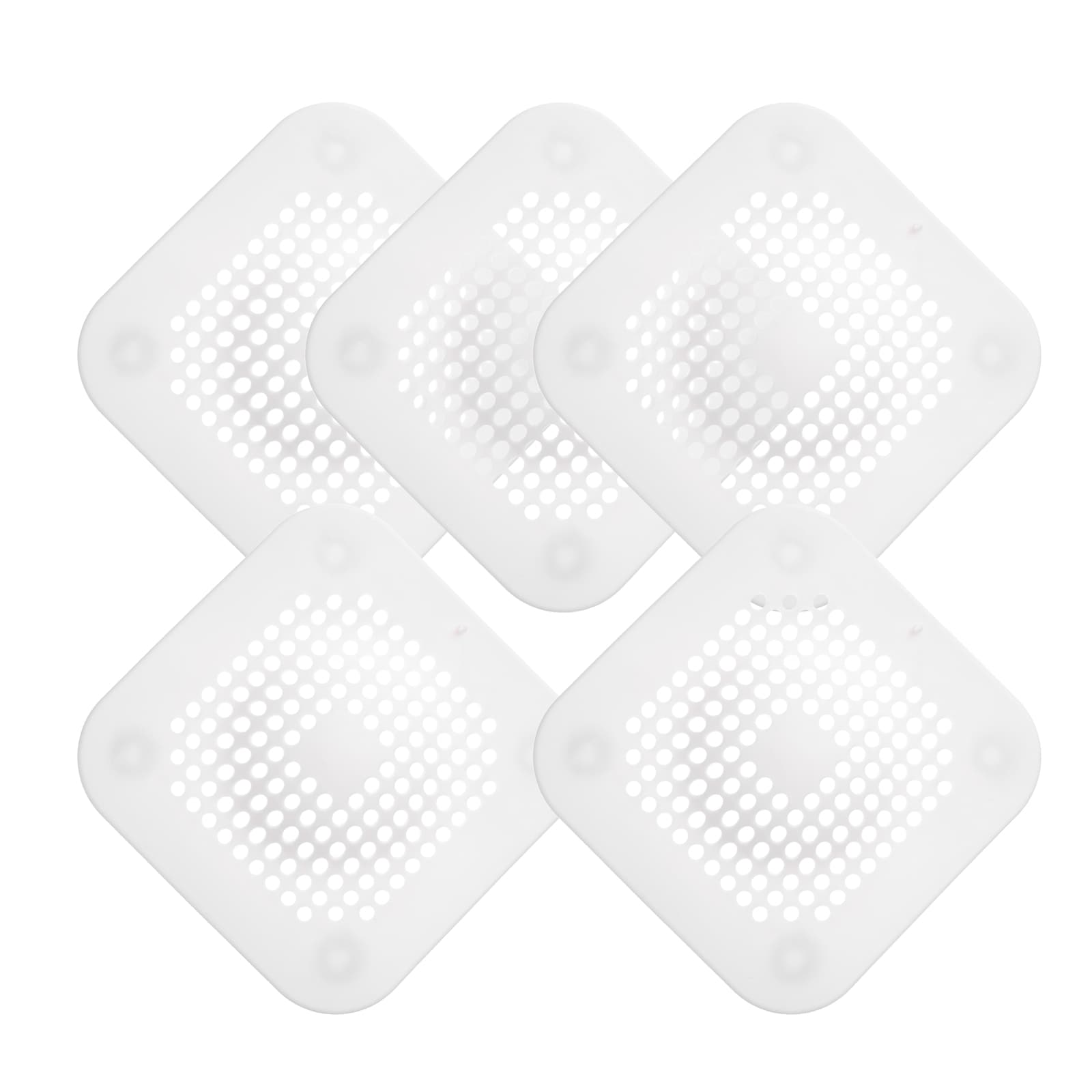 Unique Bargains - 5pcs Shower Drain Hair Catcher 5.7inch Dia Round and Convex Drain Cover Silicon...