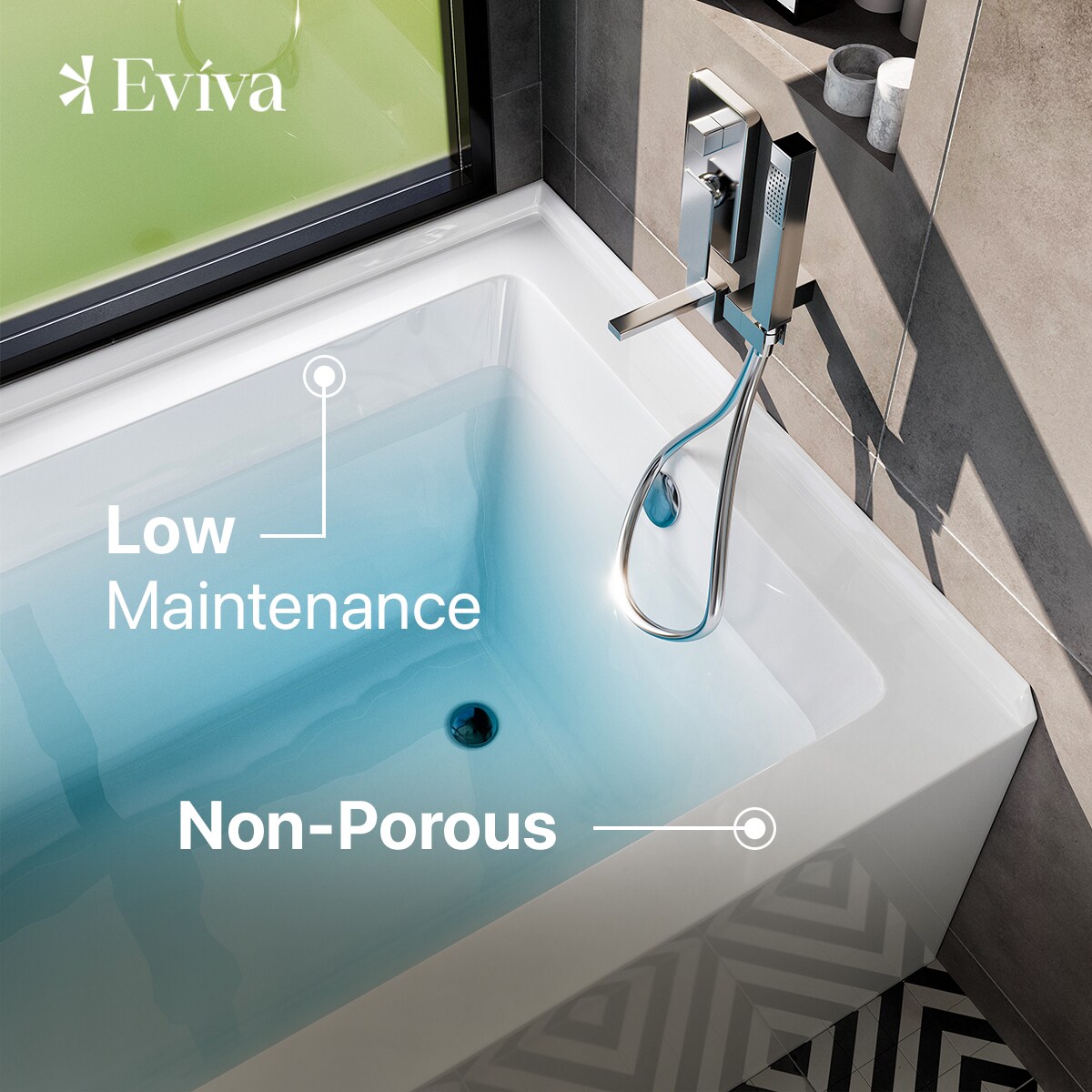 Nova 60'' White Acrylic Alcove Soaking Bathtub