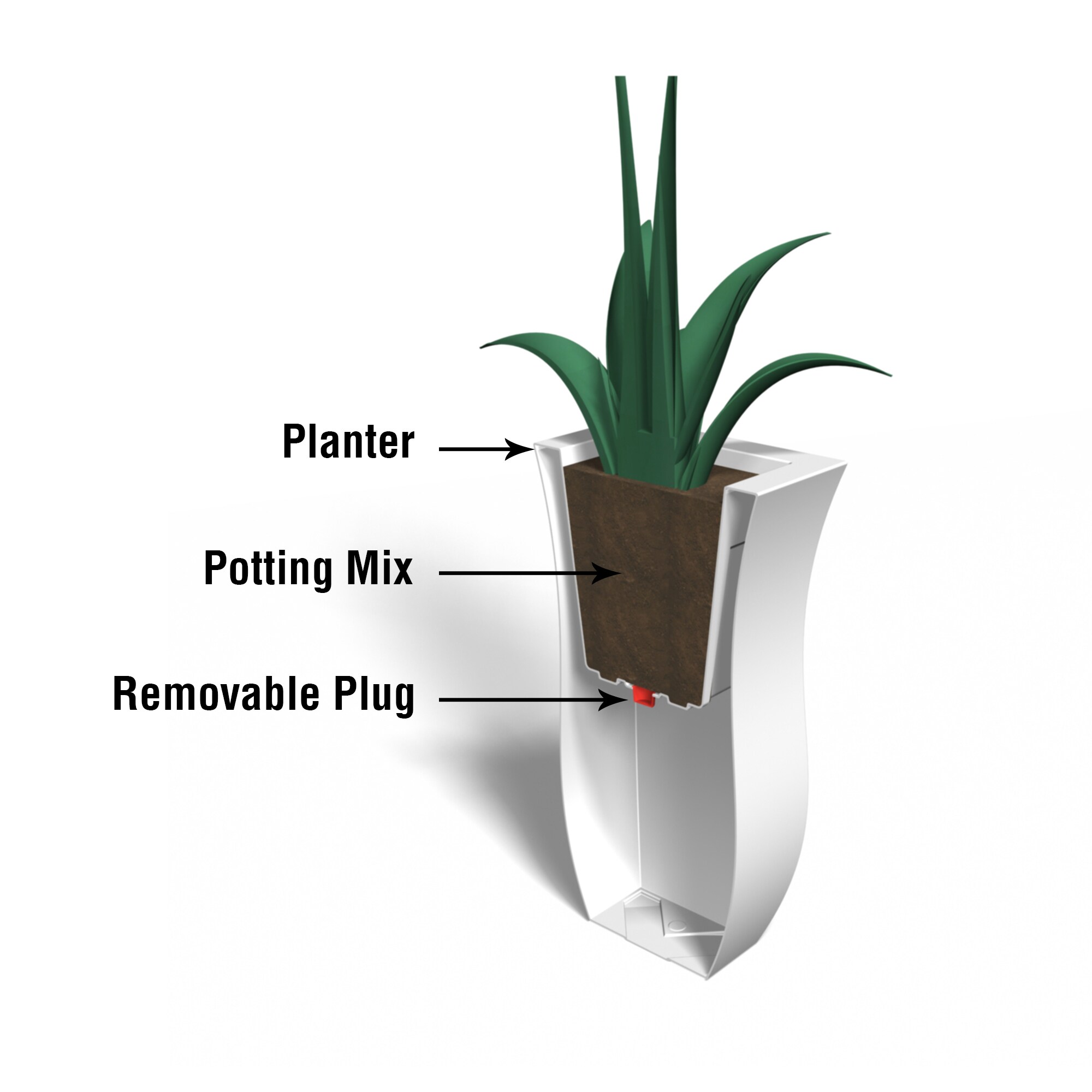 Valencia Neptune Blue Tulip-Shaped Tall Polyethylene Planter