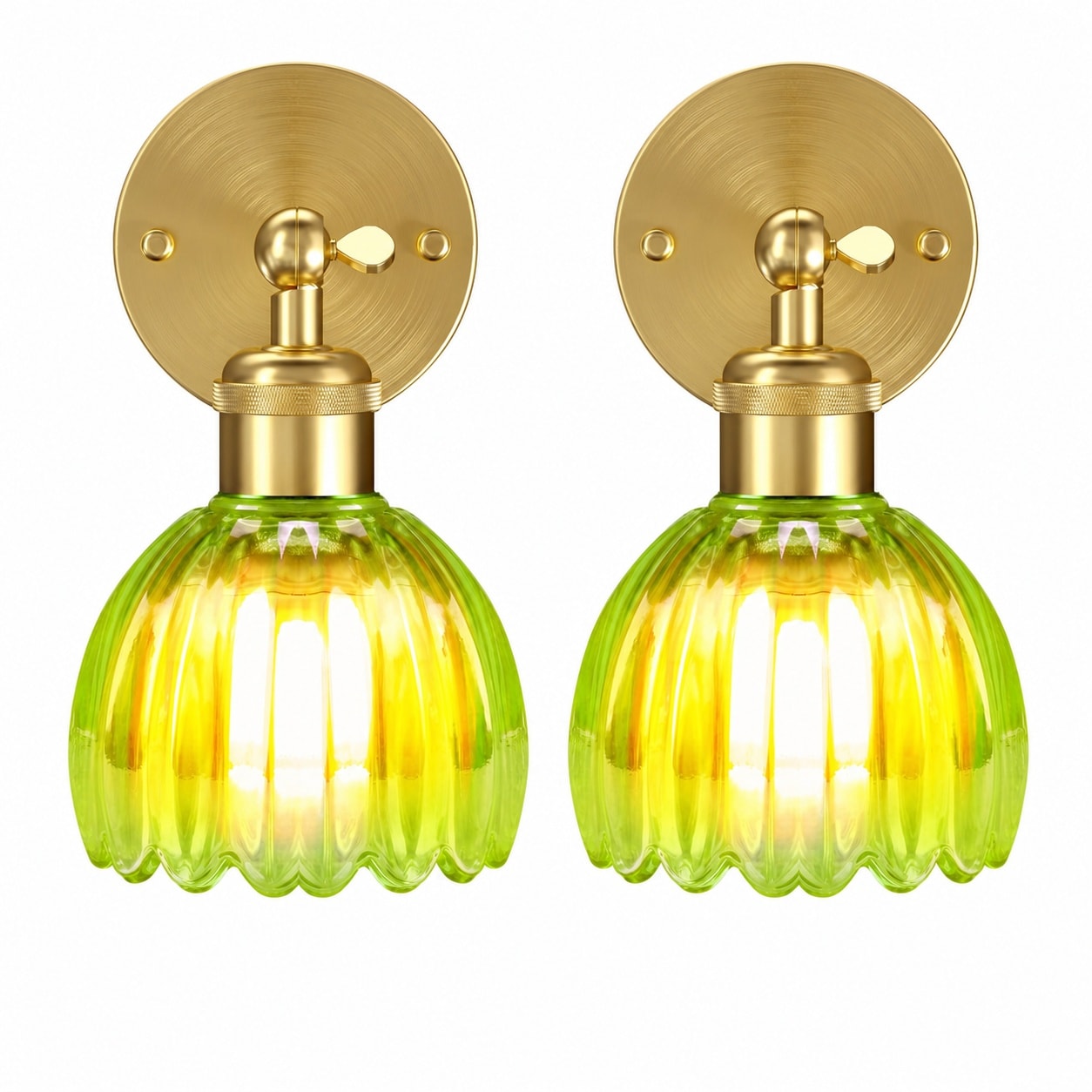 Aoibox  Magnetic Mount Wall Sconce Set of 2 with Remote Dimmable LED Bulbs RGB Color Modes Brushed Gold Accent