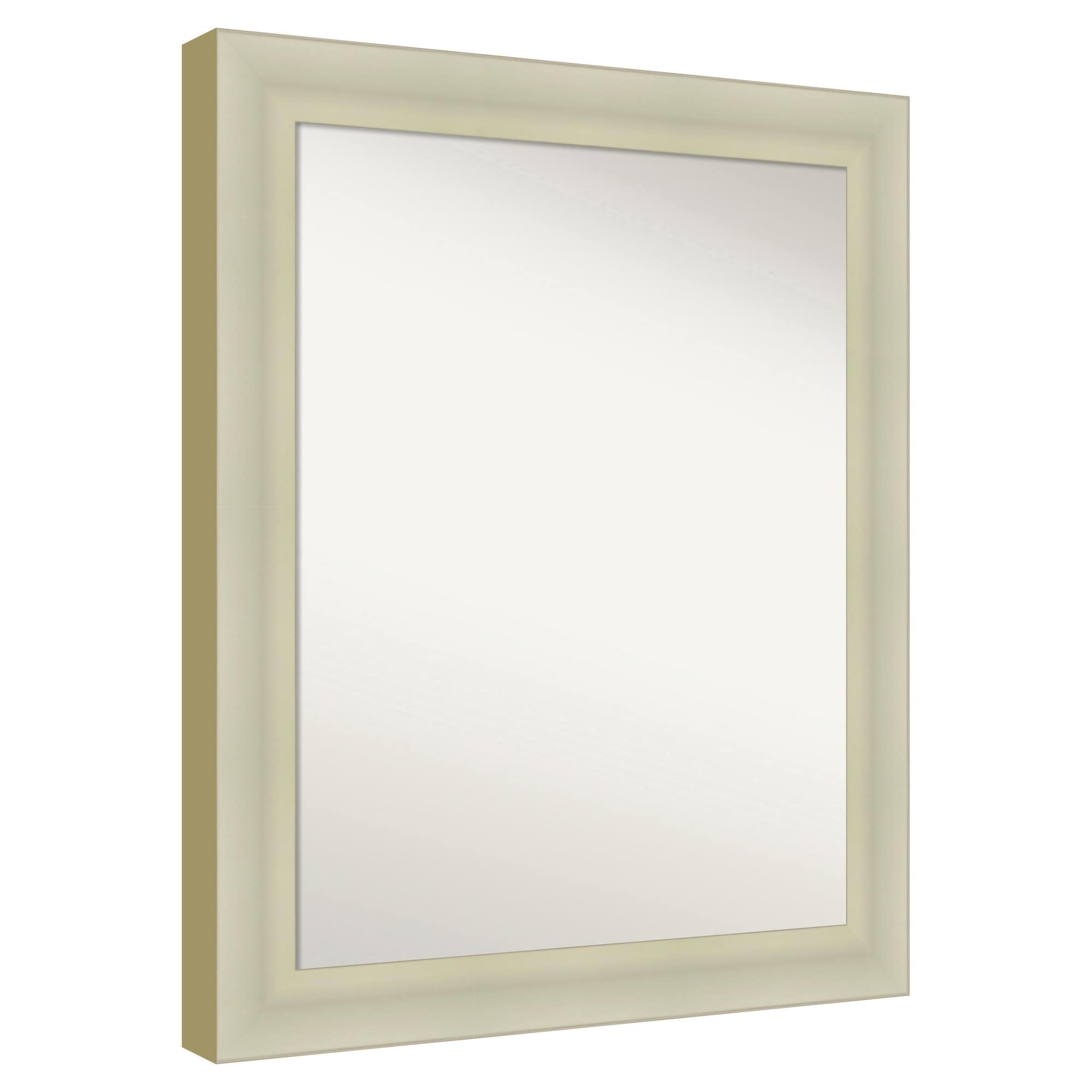 Amanti Art  Non-Beveled Mirror Oliver Warm Silver Framed Wood Bathroom Wall Mirror 33.25 x 27.25 in.