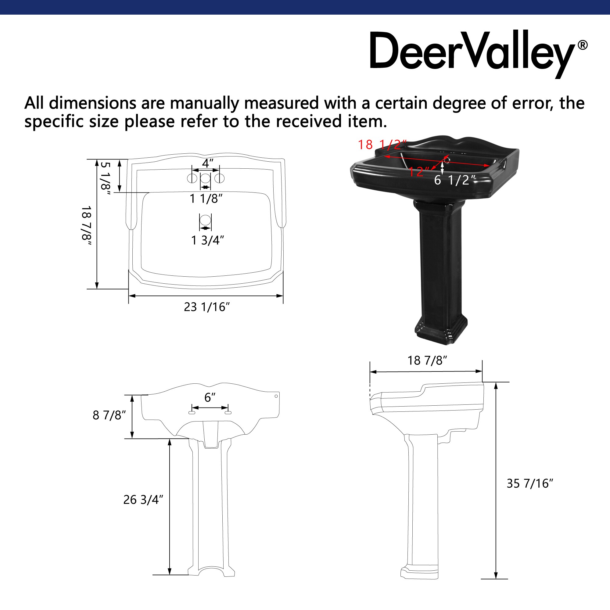 DeerValley DV-1P522B Complete-Pedestal-Lavatories - View #9