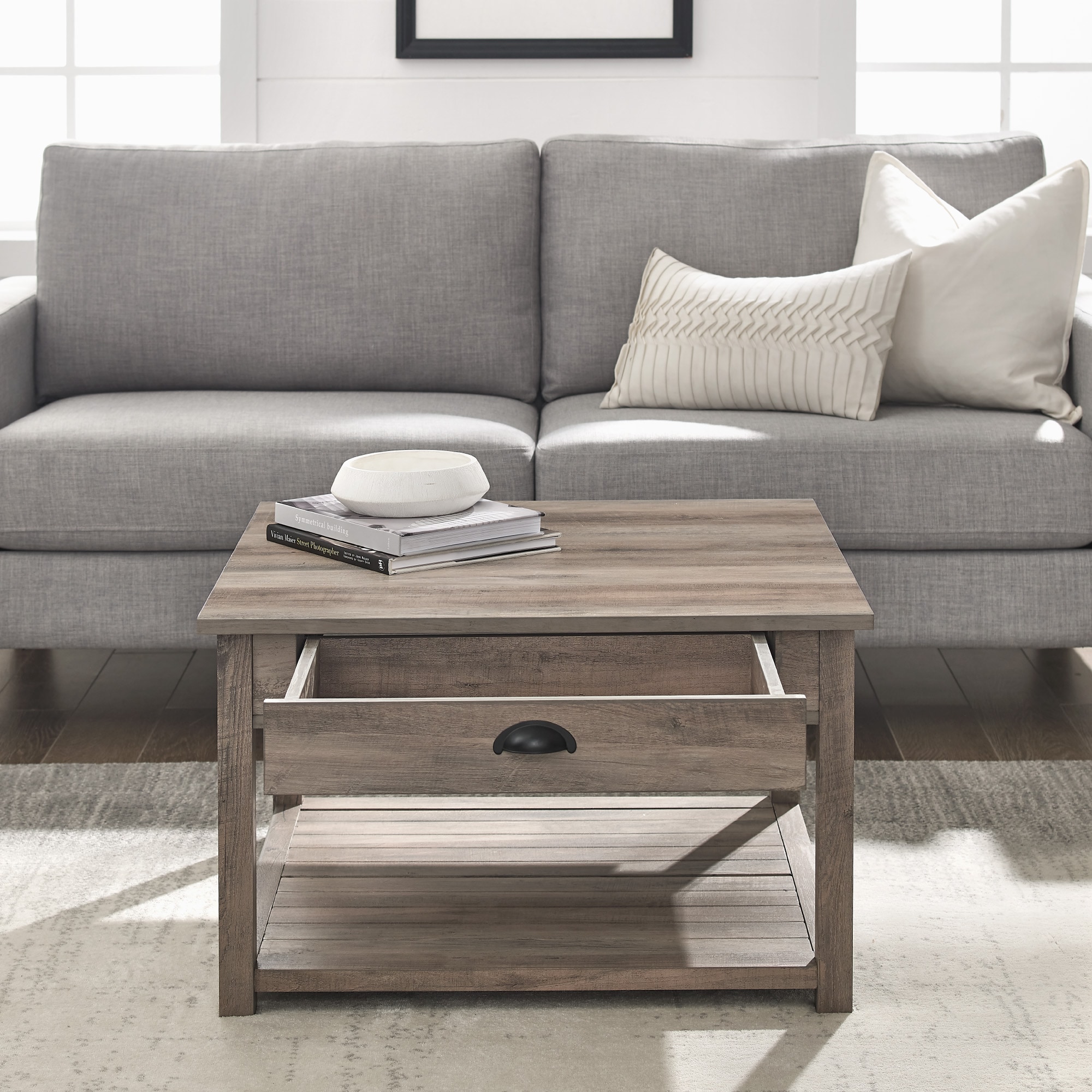 Grey wash farmhouse 2024 coffee table