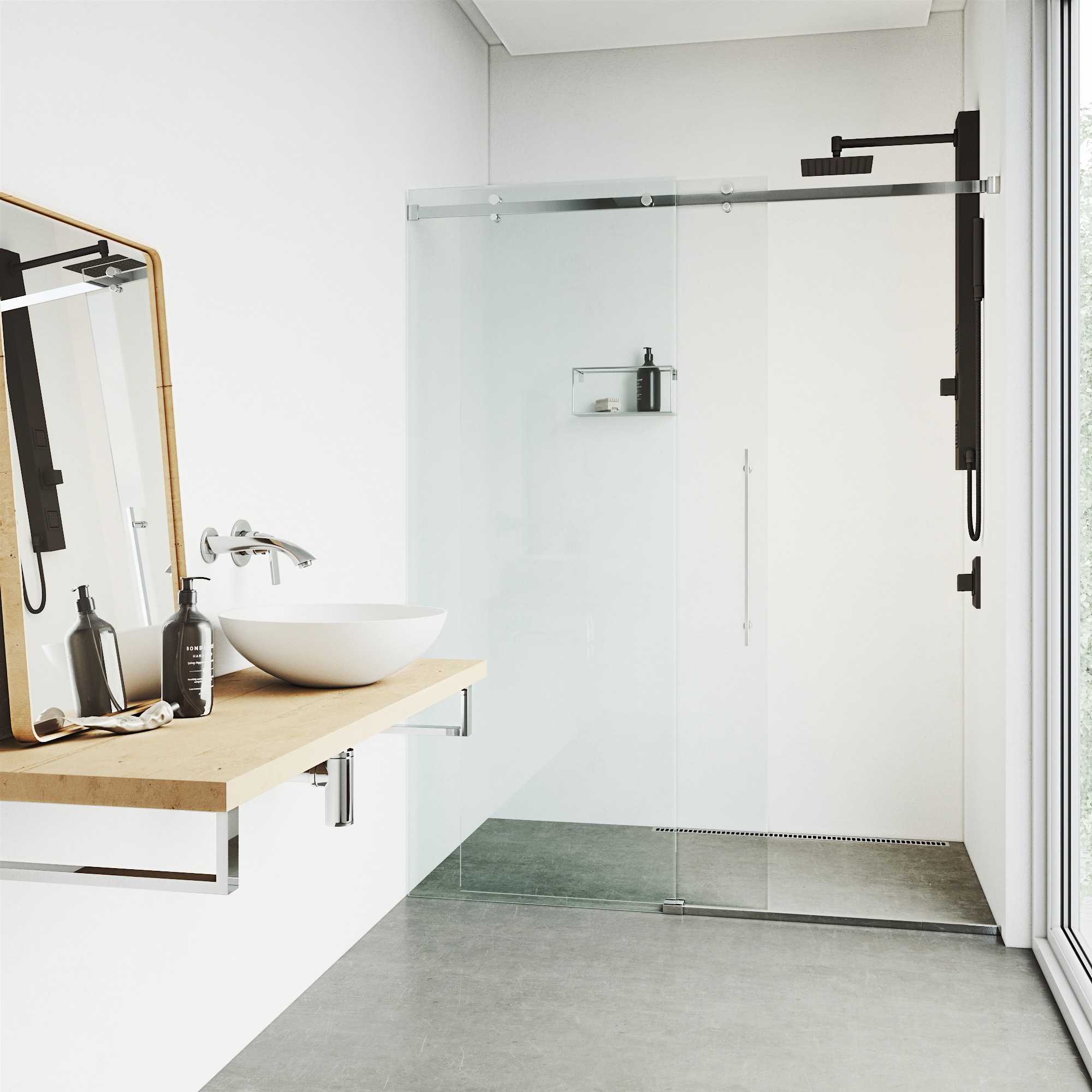 Orchid 39" Matte Black Aluminum Shower Panel System with Hand Wand