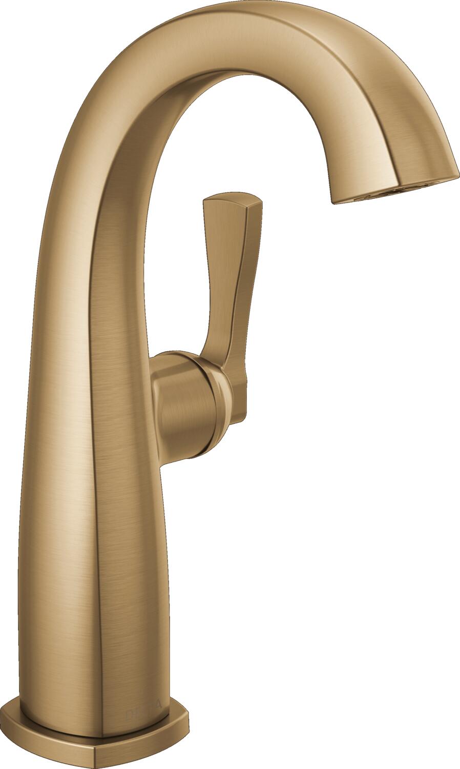 Delta 677-CZ-PR-DST Stryke Lumicoat Champagne Bronze Single hole 1-handle WaterSense Mid-arc Residential Handle Bathroom Sink Faucet