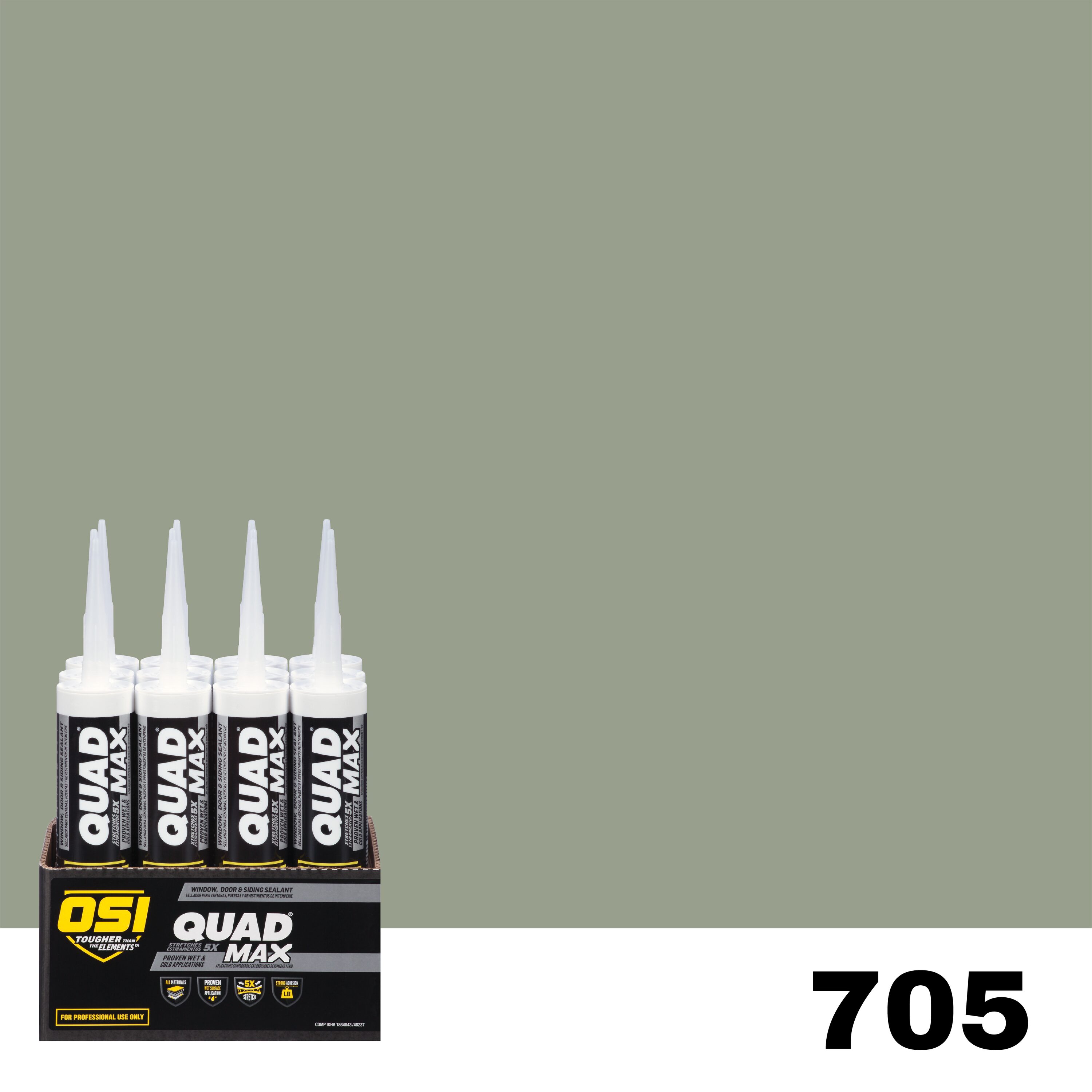 OSI 1869680 Quad Max 12 -Pack 9.5-oz Window door Green 705 Paintable Advanced Sealant Caulk