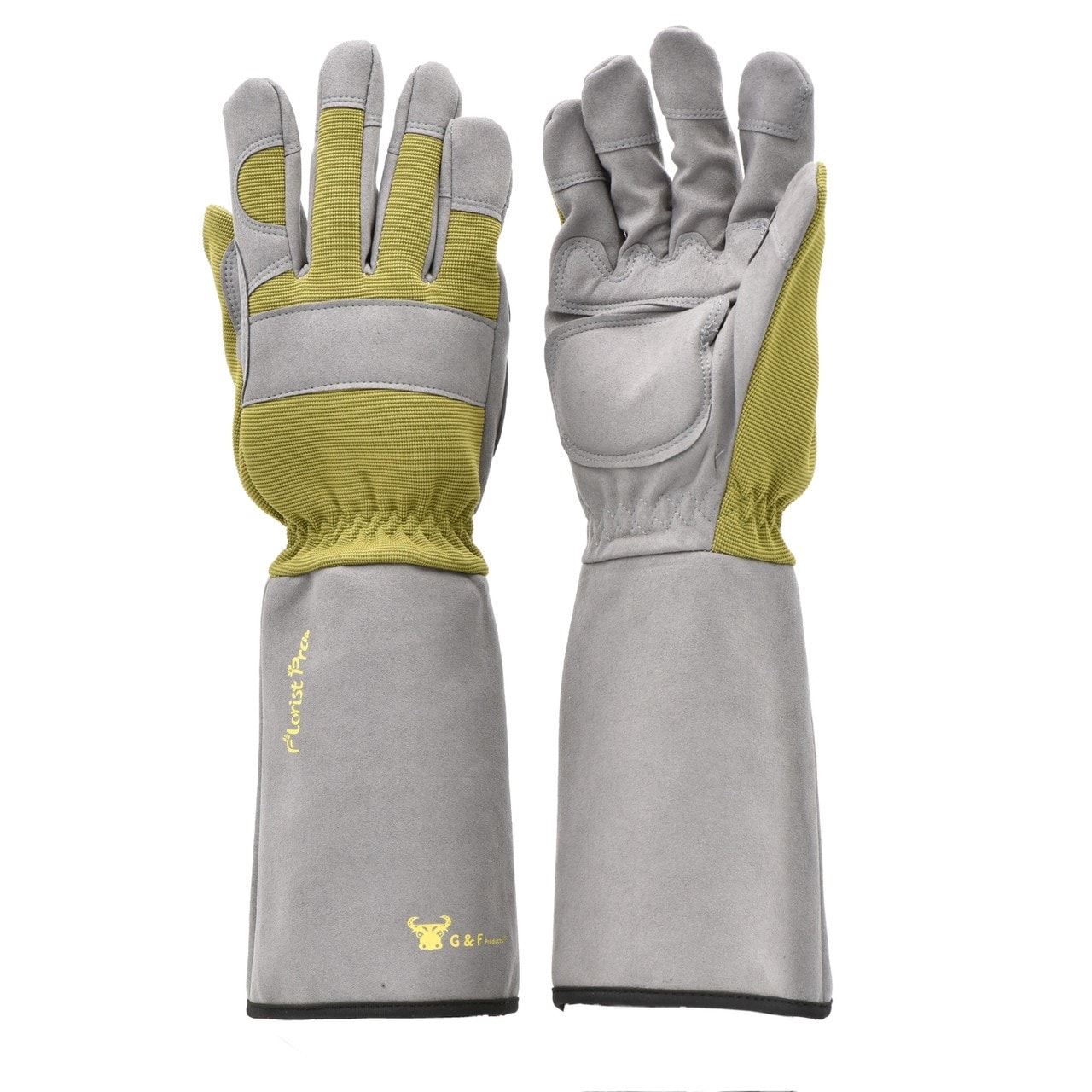G & F Products Florist Pro Rose Gardening Gloves 3-Pack Synthetic Leather Palm Thorn Protection Long Sleeve Breathable Spandex Back Elbow-Length Cuff Padded Palm Floral Pruning Durable Gloves